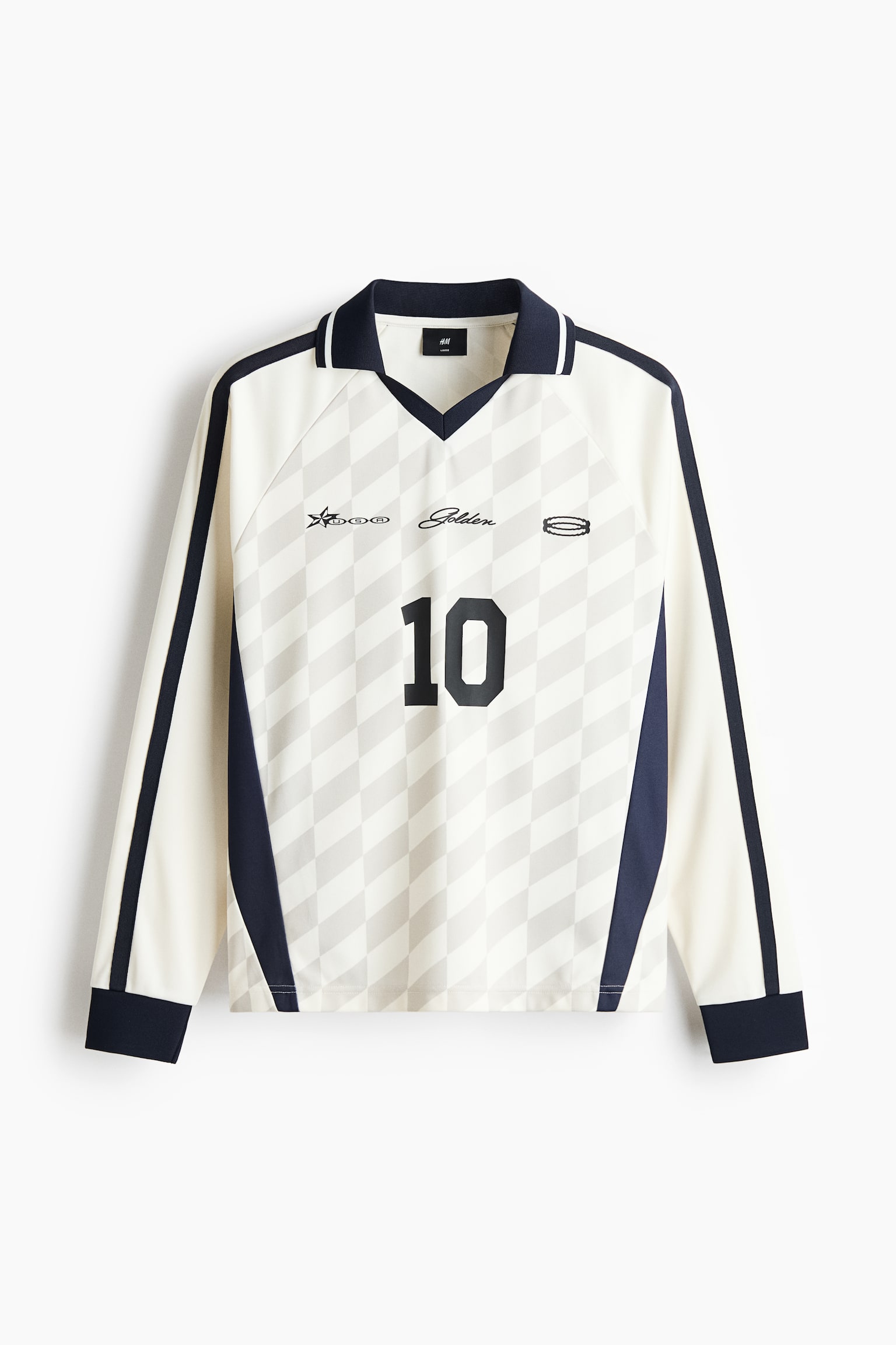 Loose Fit Printed football shirt-White/USA Golden 10 - 2