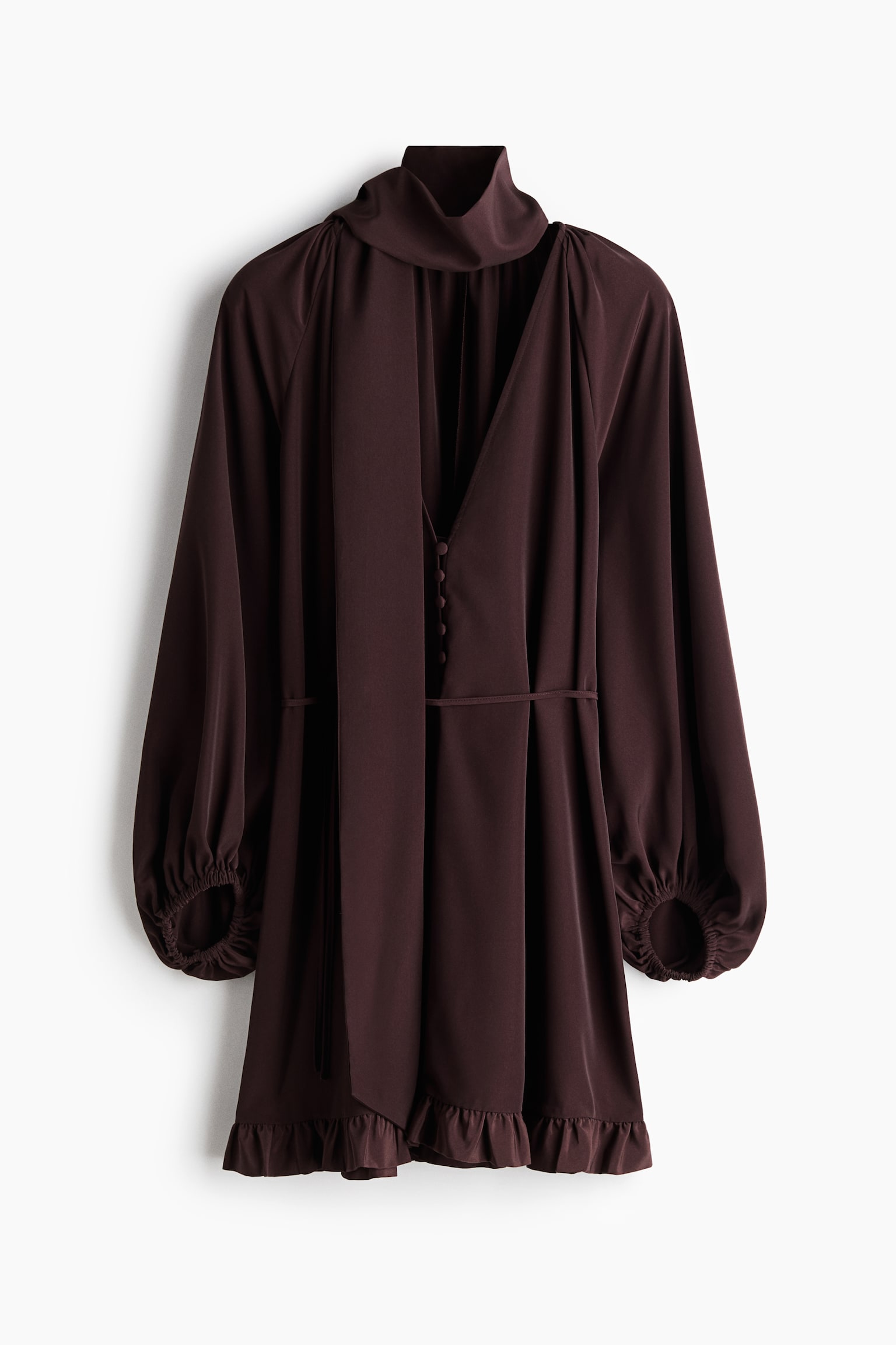 Kleid mit Schaldetail - Dunkelbraun