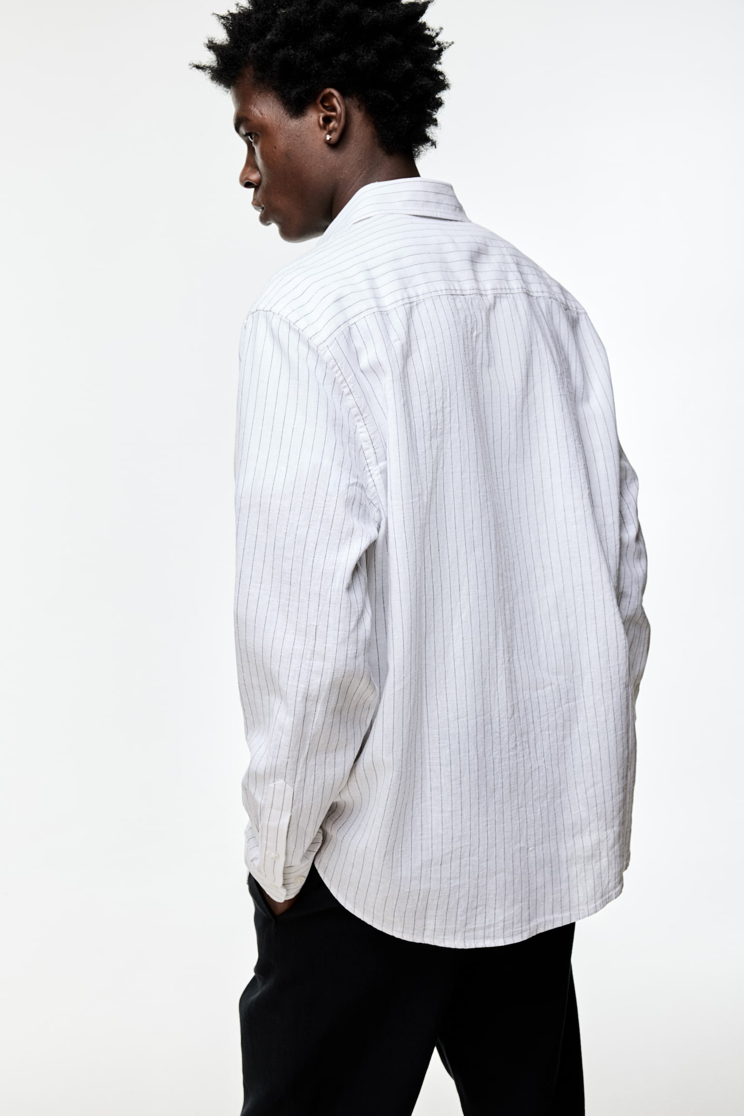 Regular Fit Linen-blend shirt - White/Cream/Navy blue/White/Blue - 9