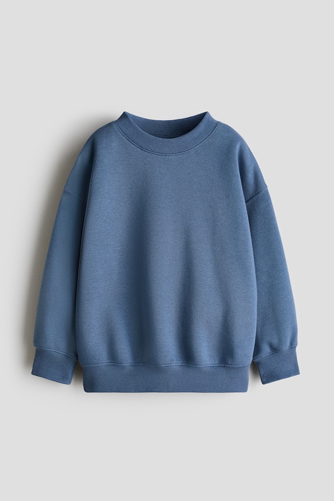 Sweatshirt mit angerauter Innenseite - Mattblau/Beige/Marineblau/Braun/Hellgraumeliert - 1