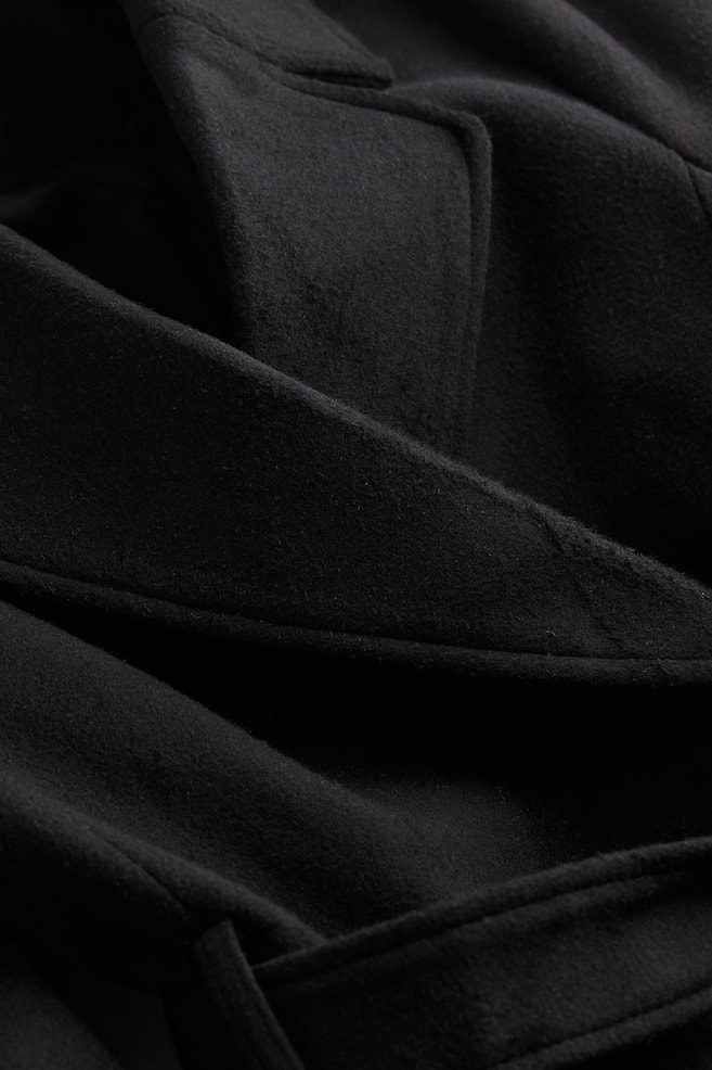 Cappotto con cintura da annodare - Nero/Grigio - 3