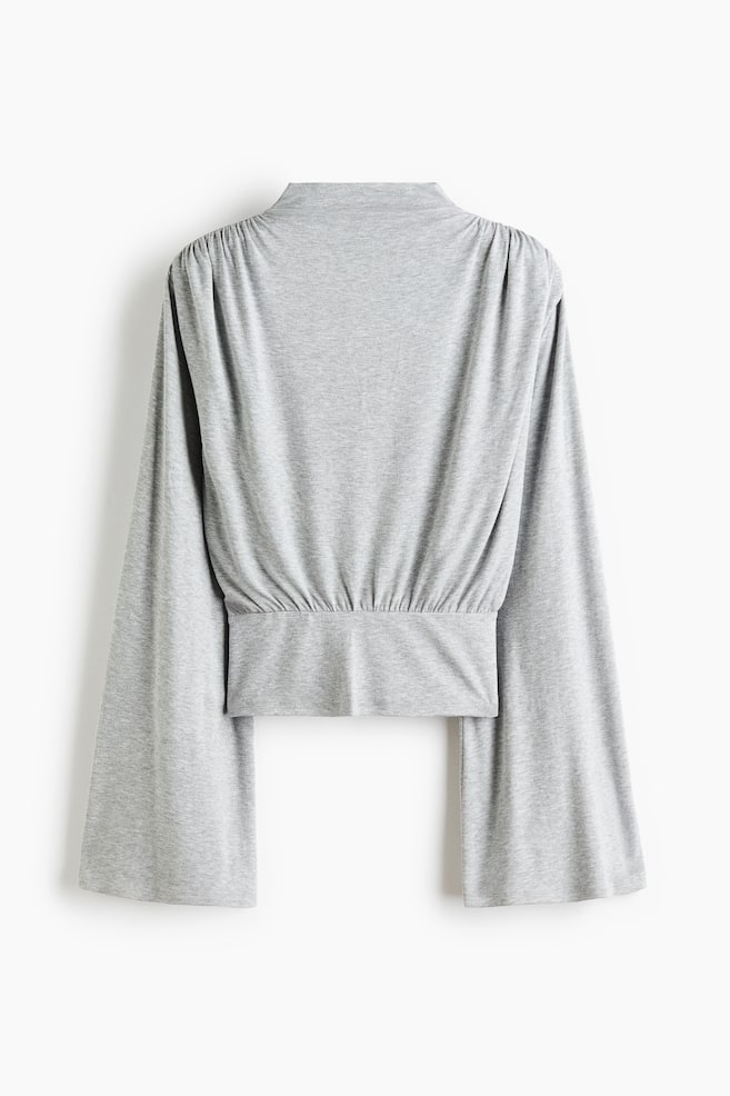 Gathered Viscose Top - Light gray melange - 1
