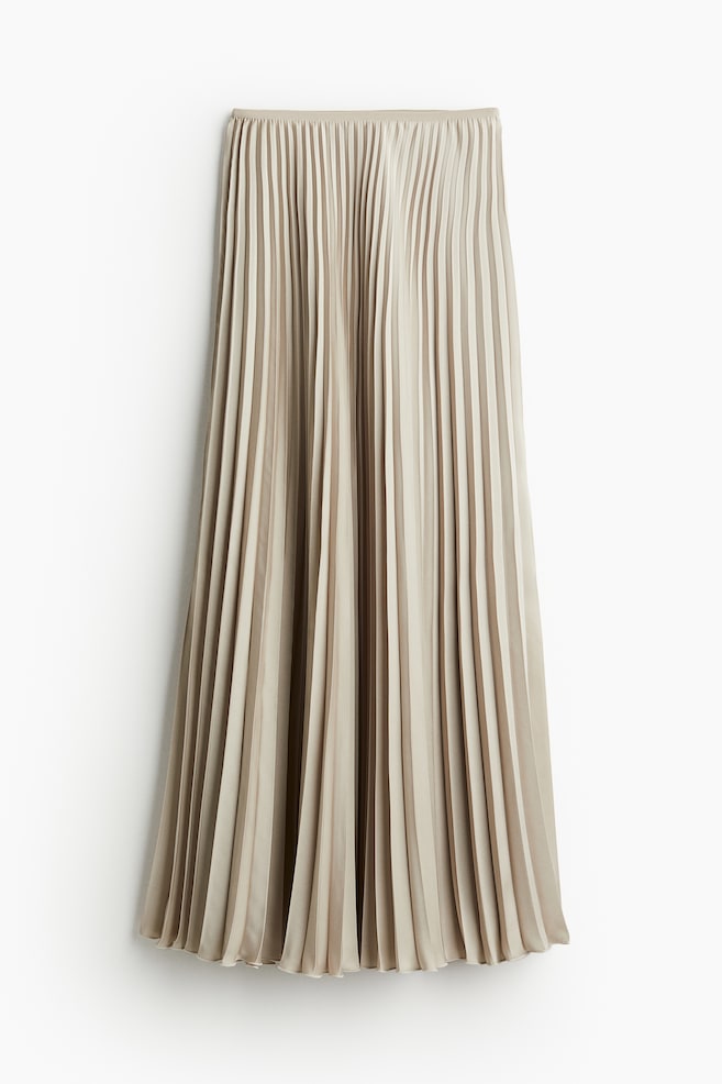 Pleated satin skirt - Light greige - 2