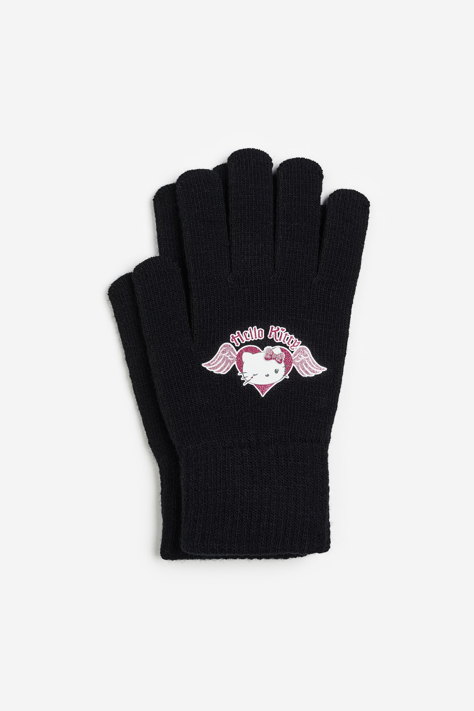 Print-motif gloves - Black/Hello Kitty - 1