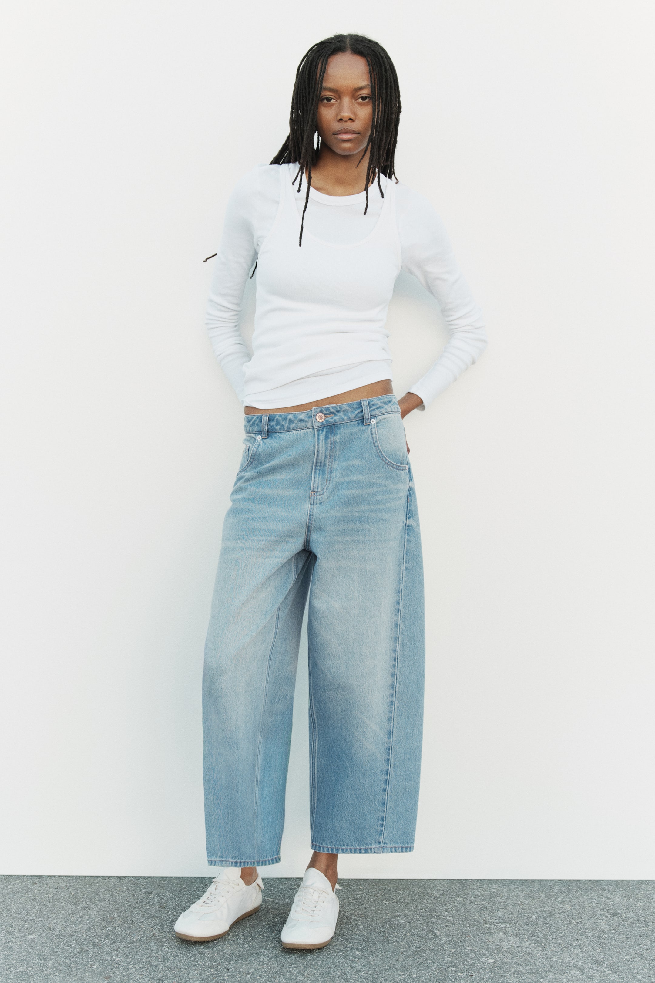 High-Waist Barrel-Leg Ankle Jeans