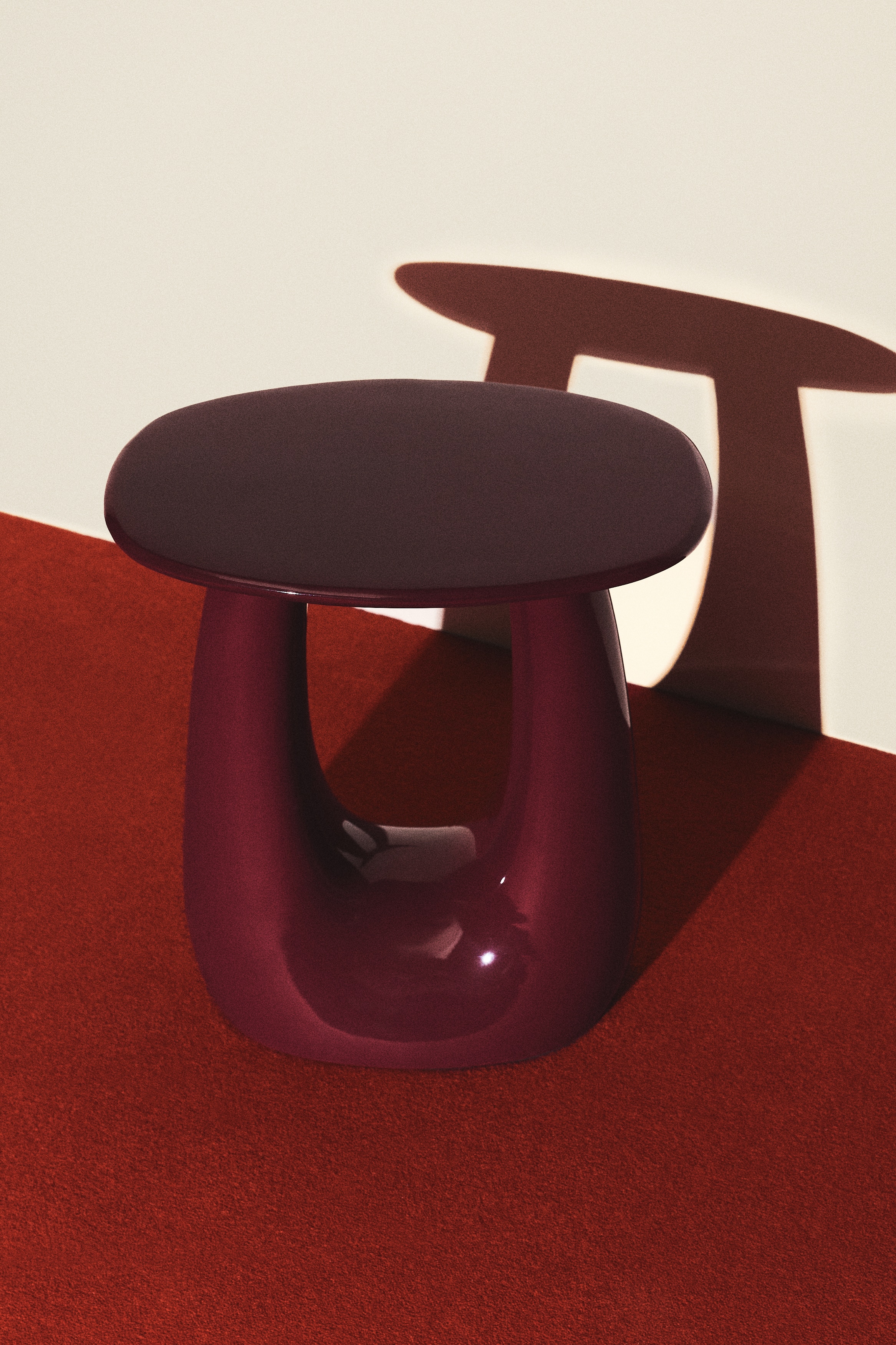 Metal side table - Burgundy/Silver-coloured