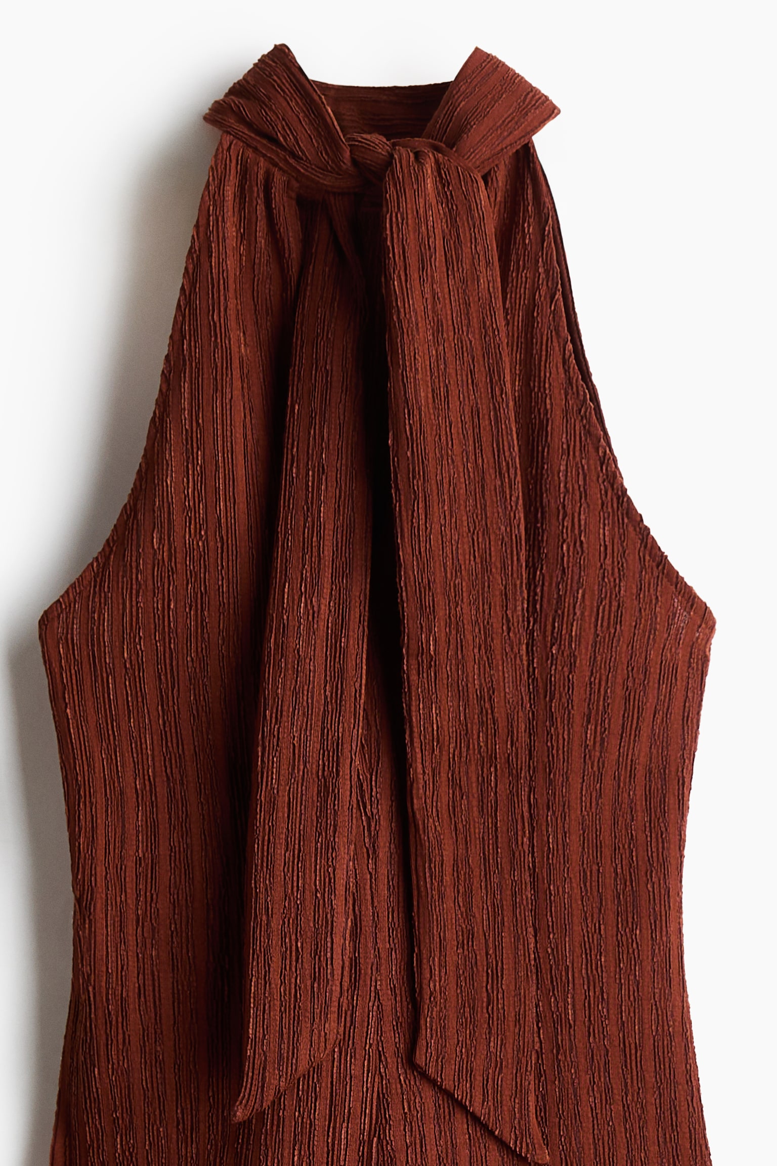 Crinkled sleeveless dress - Rust brown - 4