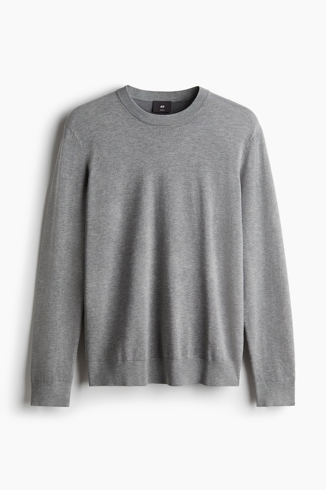 Slim Fit Fine-Knit Sweater - Dark gray/Dark beige/Taupe/Beige - 1