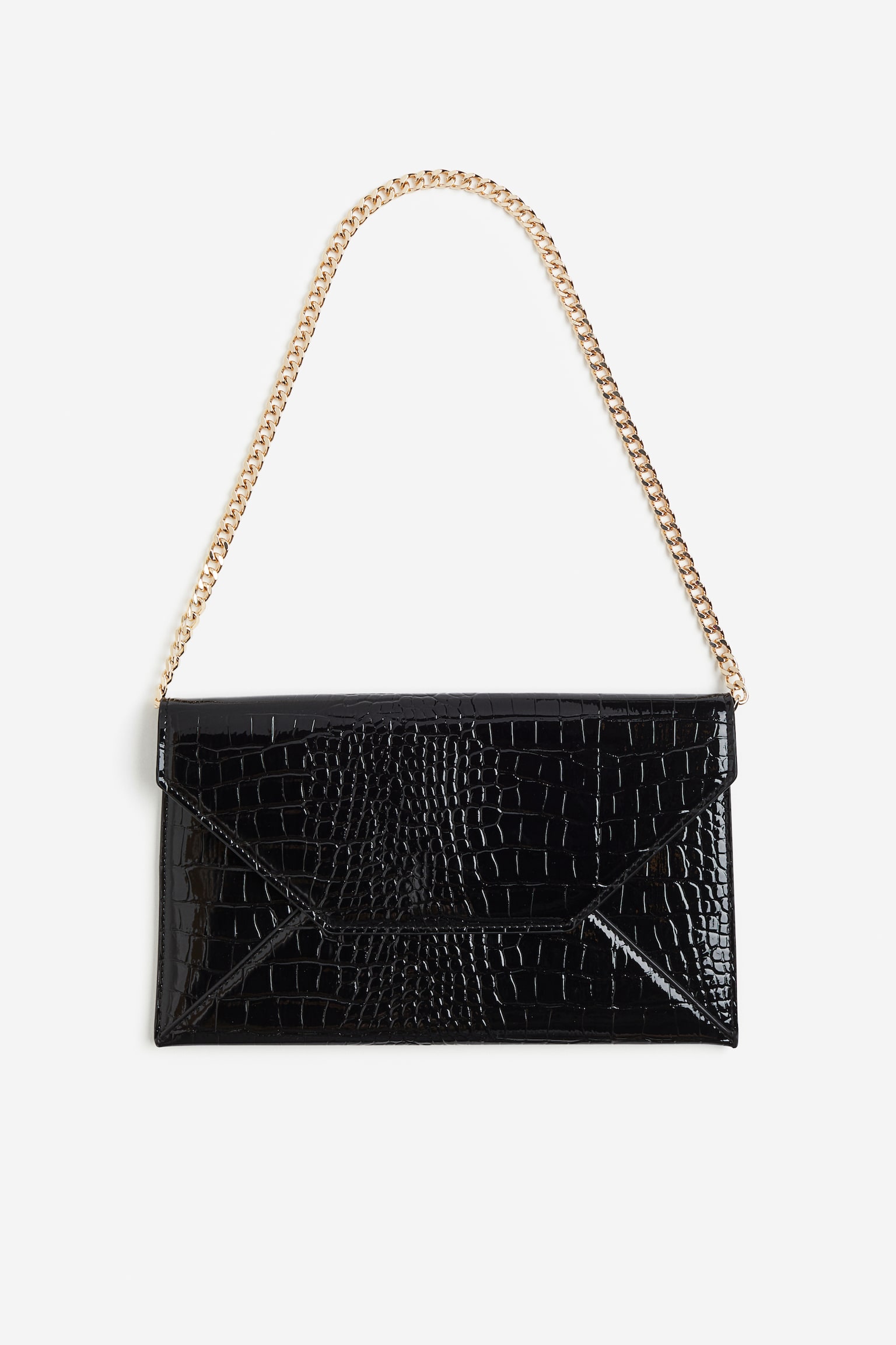 Crocodile Pattern Clutch - Black - 1