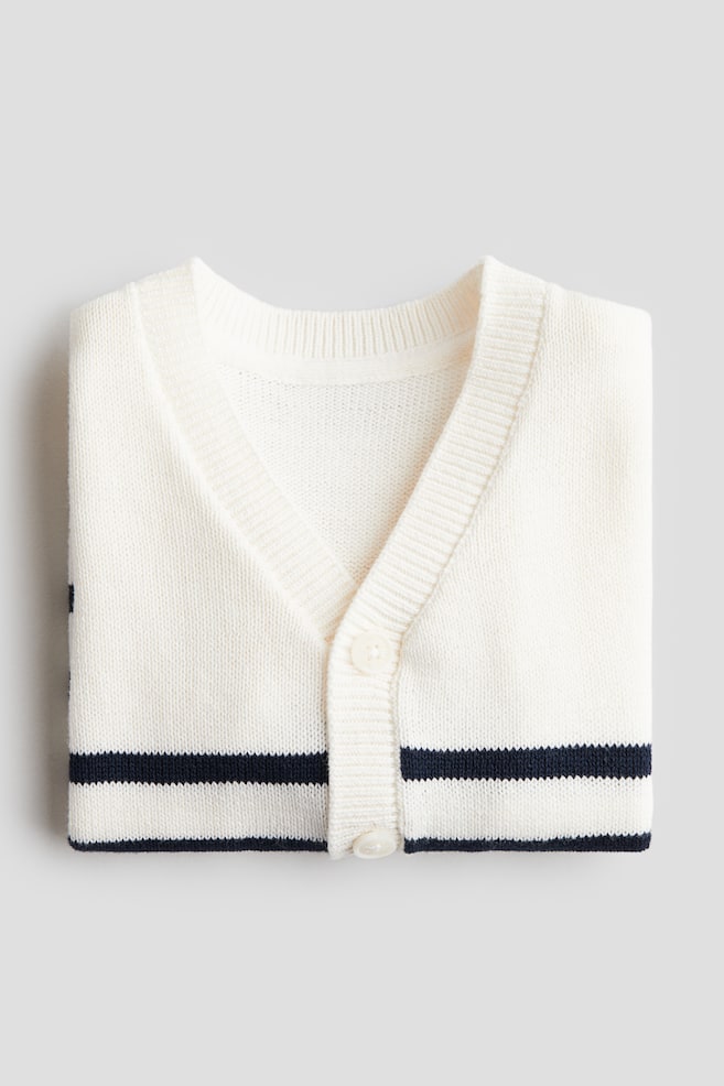 Cardigan in maglia a nido d’ape-Bianco/righe - 2