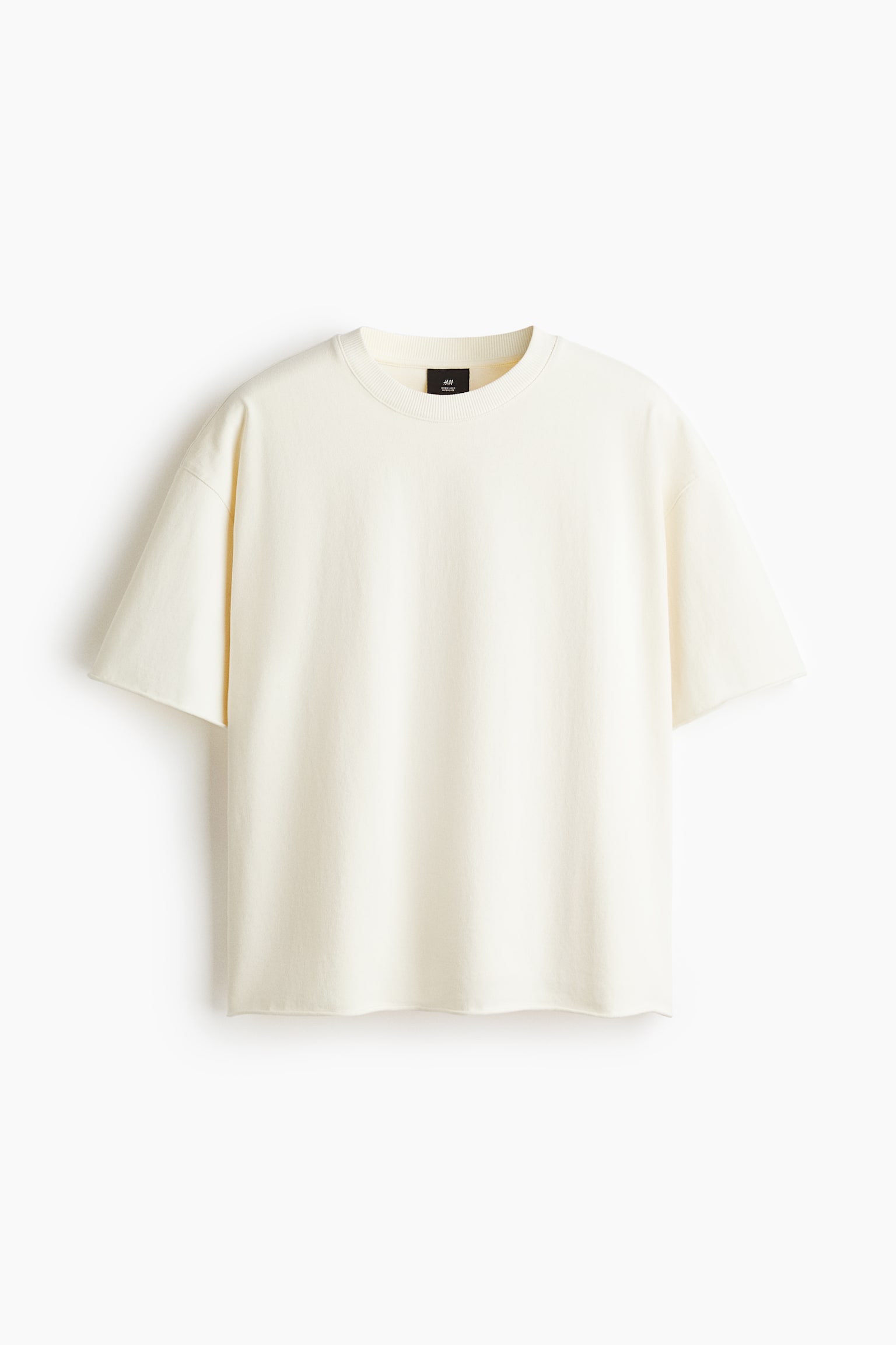 Oversized Boxy T-Shirt - White/Dark brown