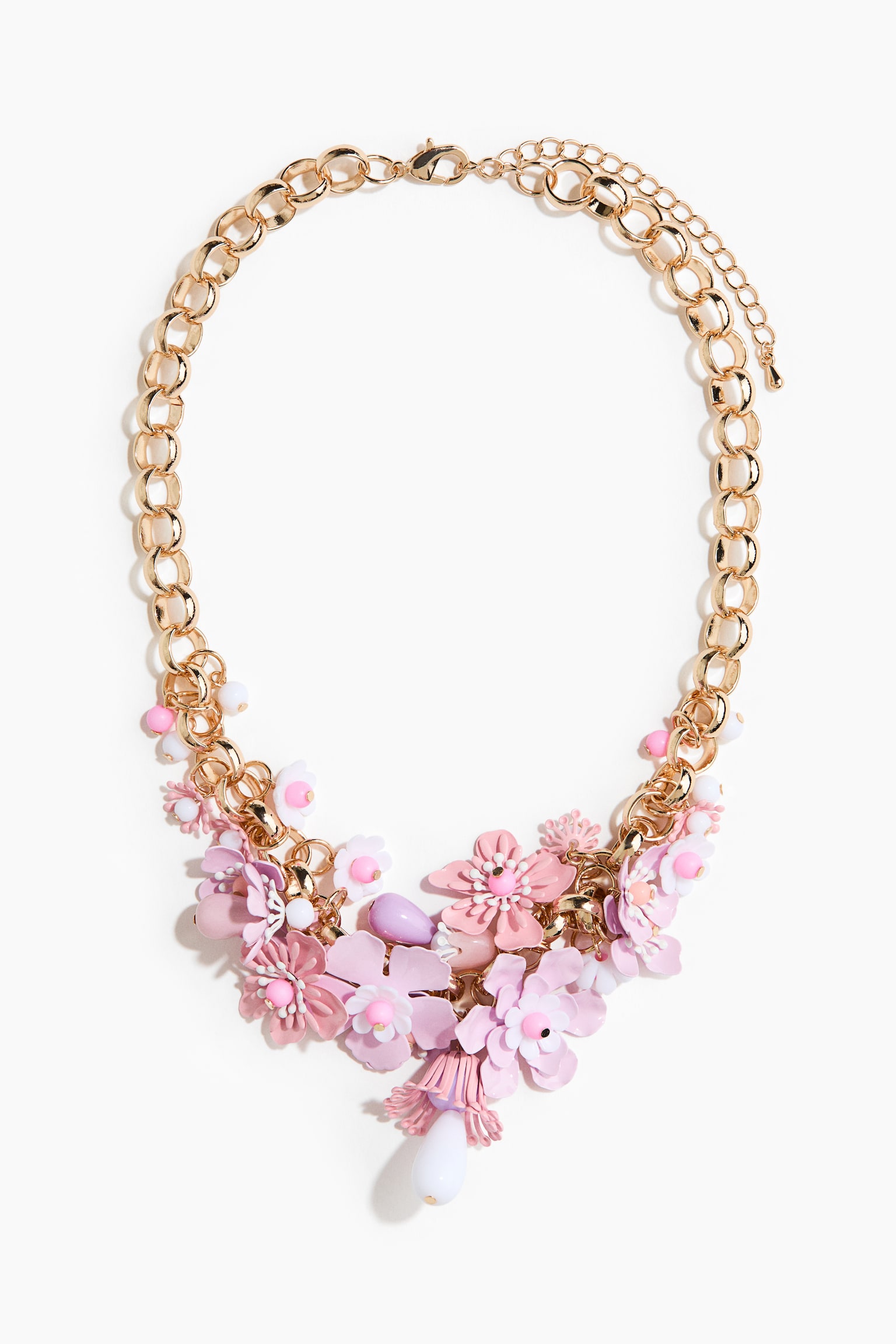 Flower necklace - Gold-coloured/Light pink