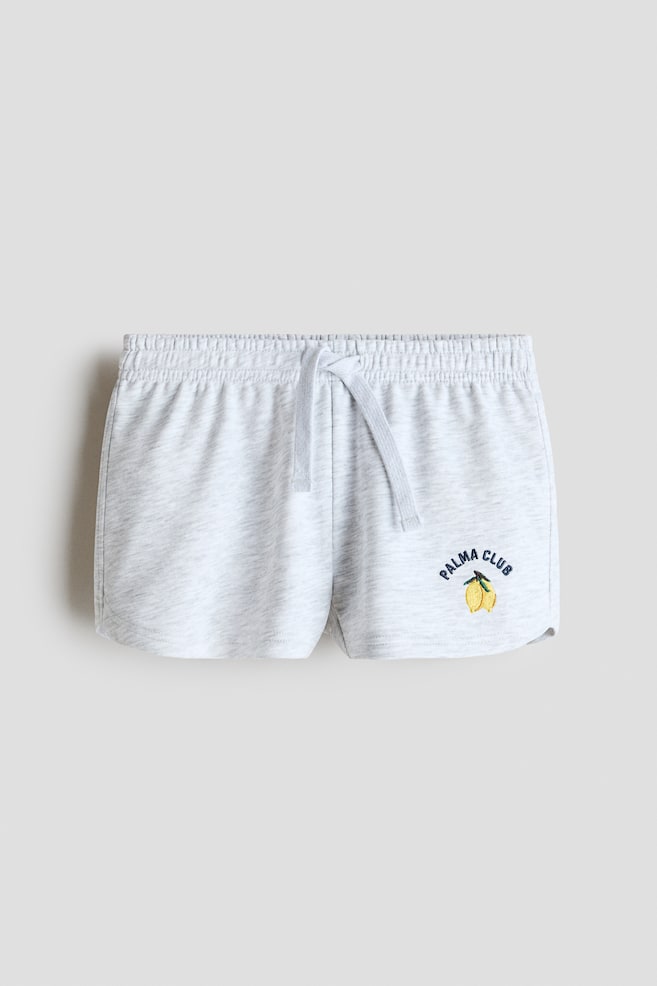 Pantalón corto en sudadera con motivo decorativo - Gris claro jaspeado/Palma Club/Marfil/95 - 1
