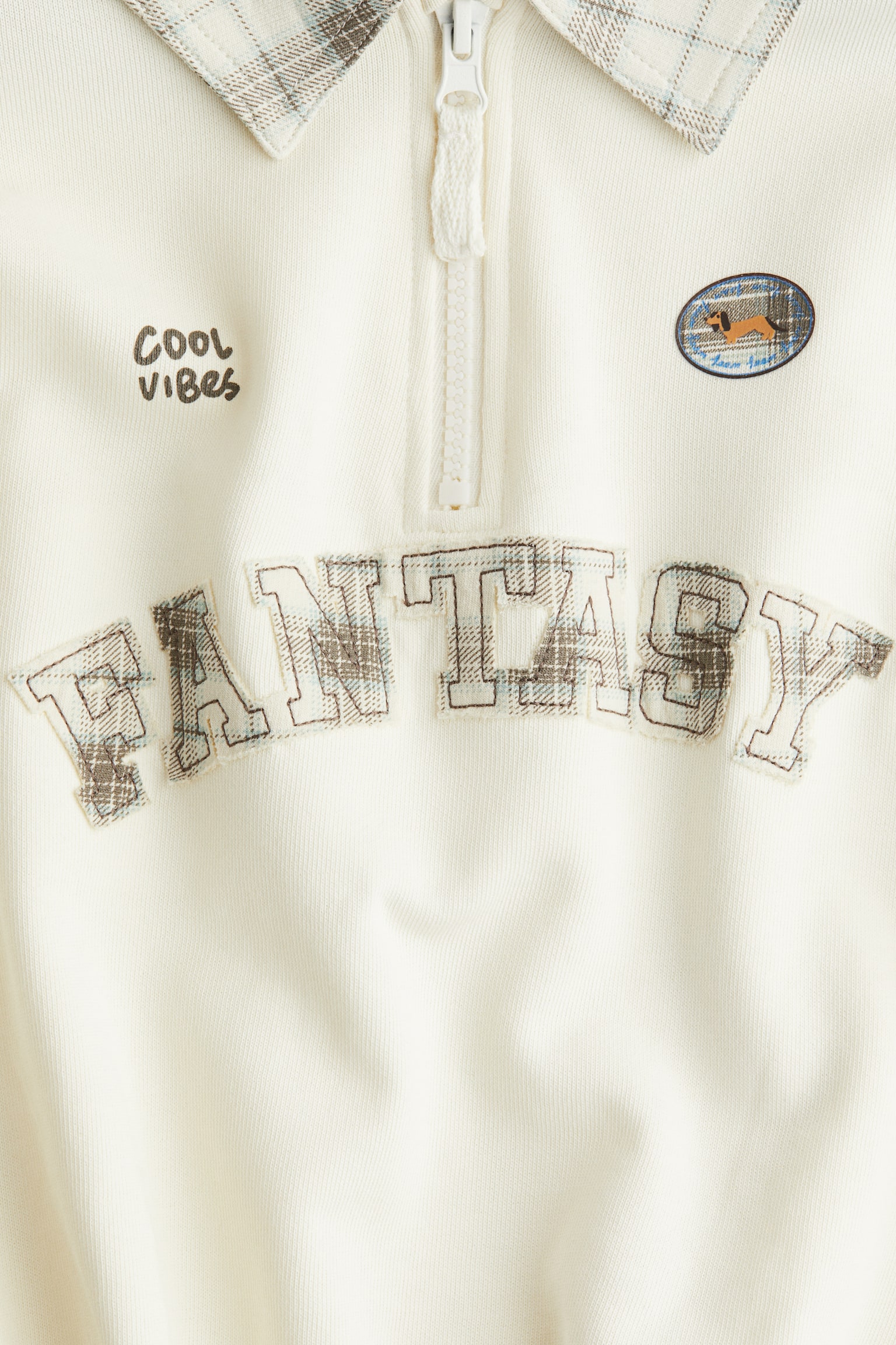 Motif-detail zip-top sweatshirt - Cream/Fantasy/Blue/Block-coloured/Khaki green/Adventure - 5