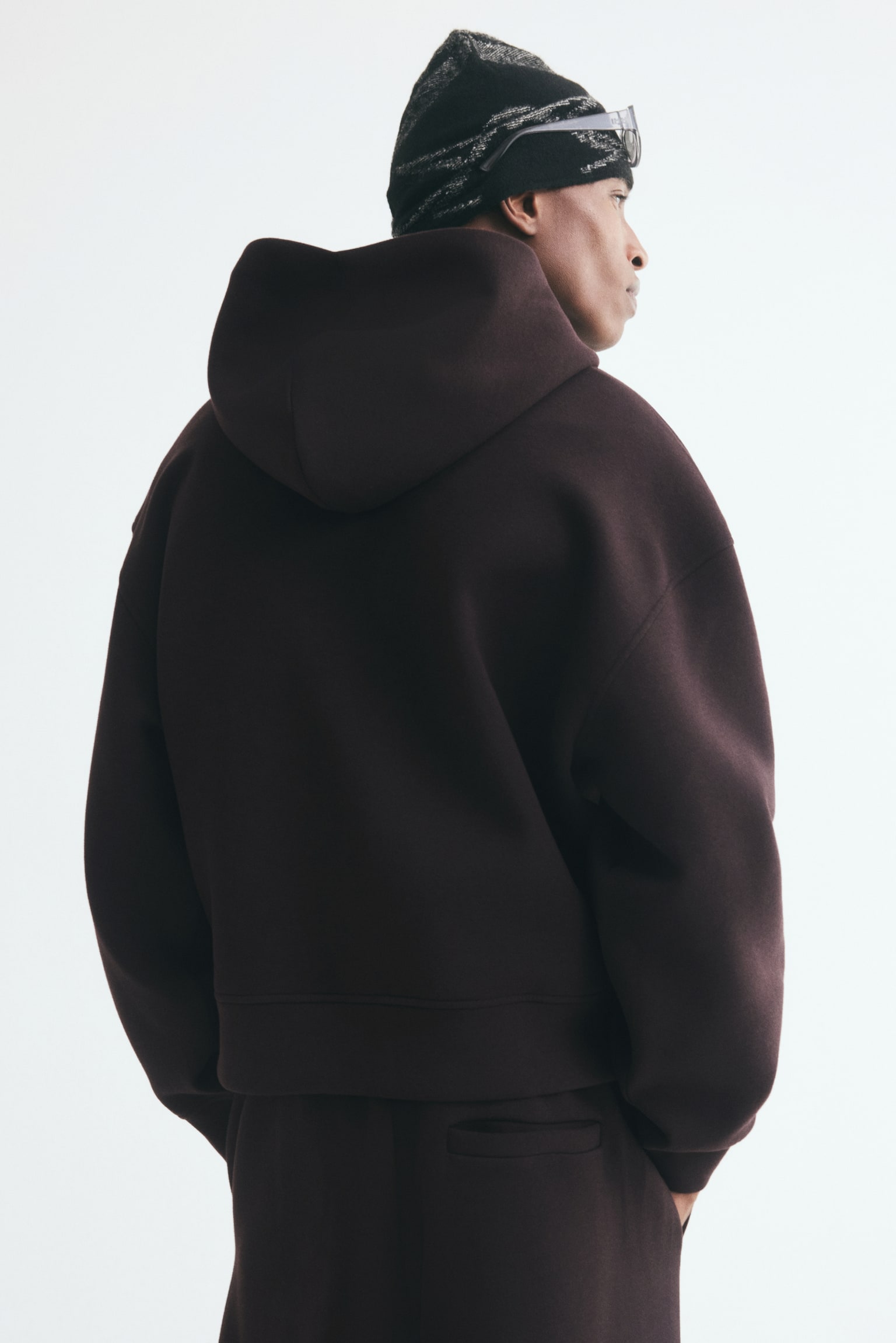 Мужская куртка H&M Relaxed-Fit Hooded Scuba, цвет: Тёмный коричневый — фото 3