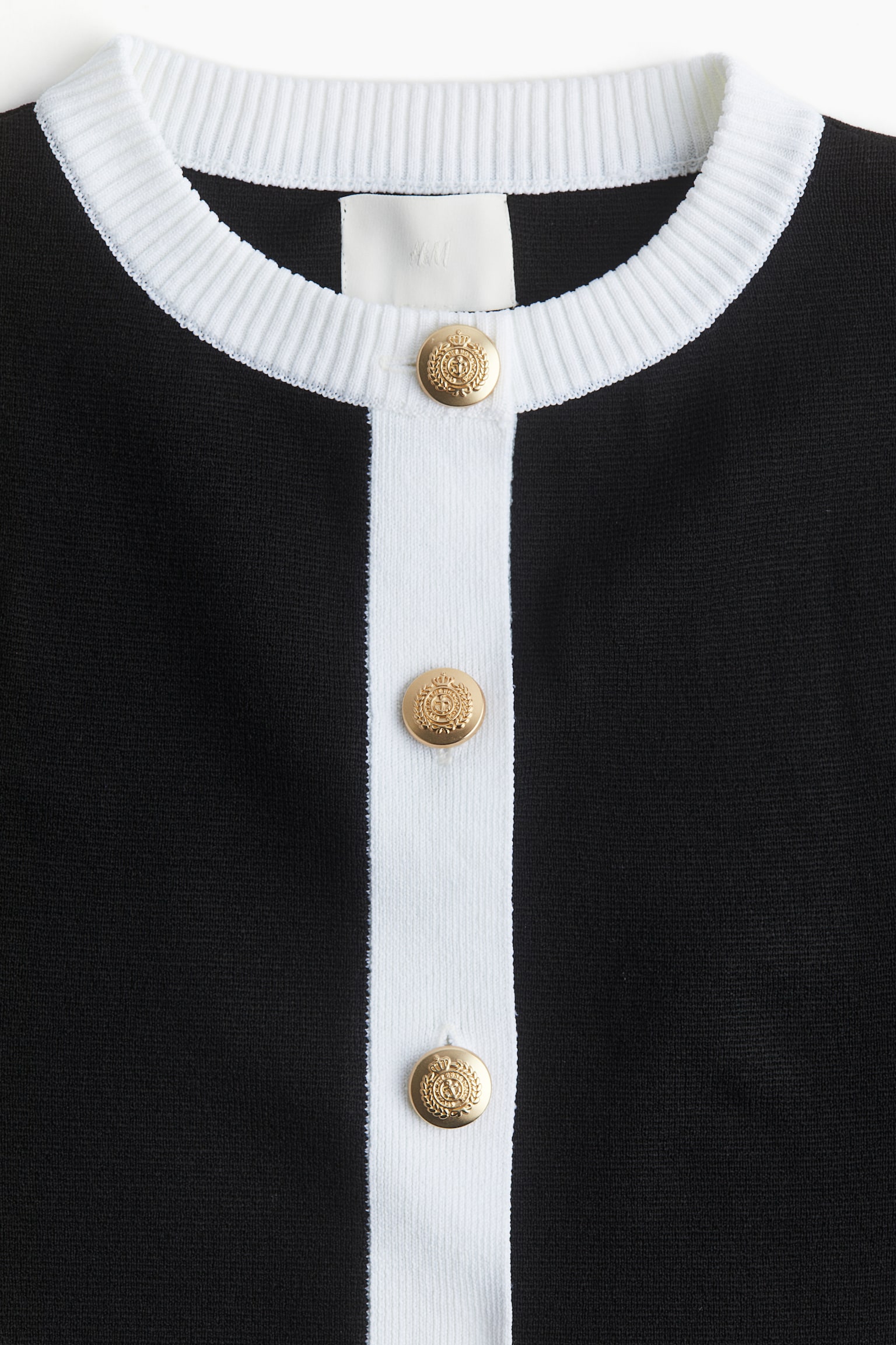 Short Sleeve Cardigan - Black/White - 5