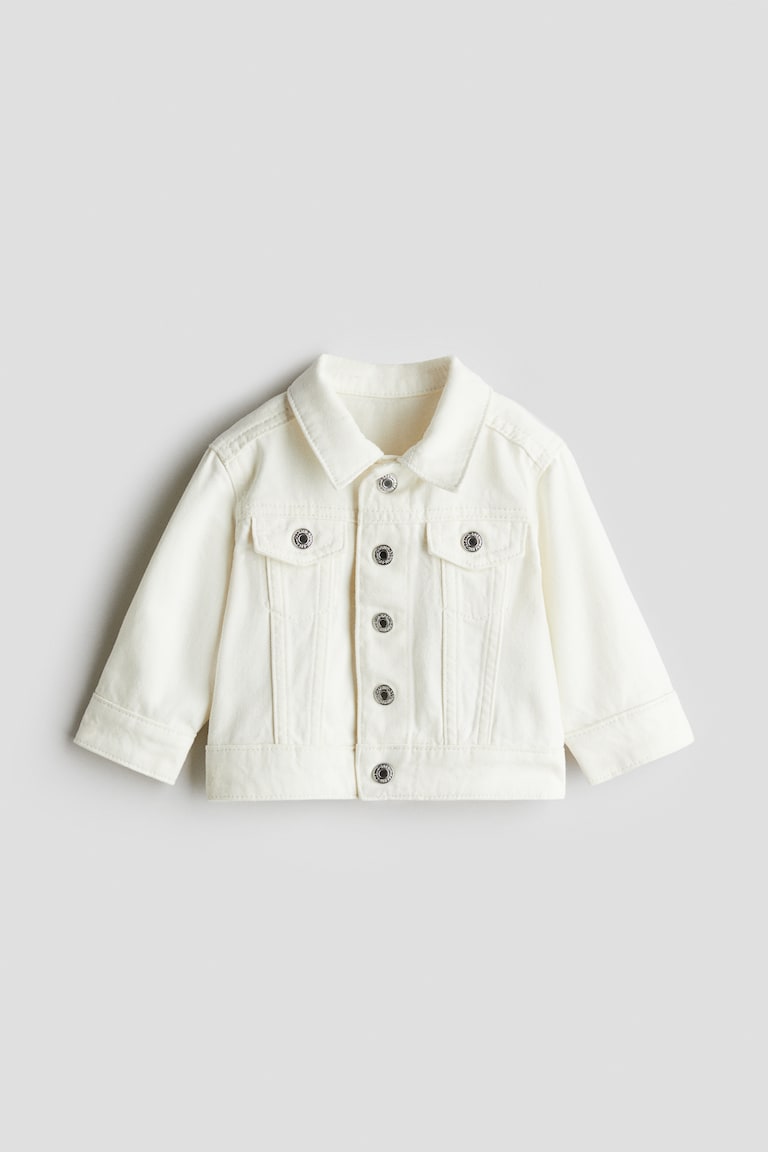 Cotton Denim Baby Girl White Denim Jacket Personalized Kids Denim Jacket: Embroidered Name Pearl Shacket