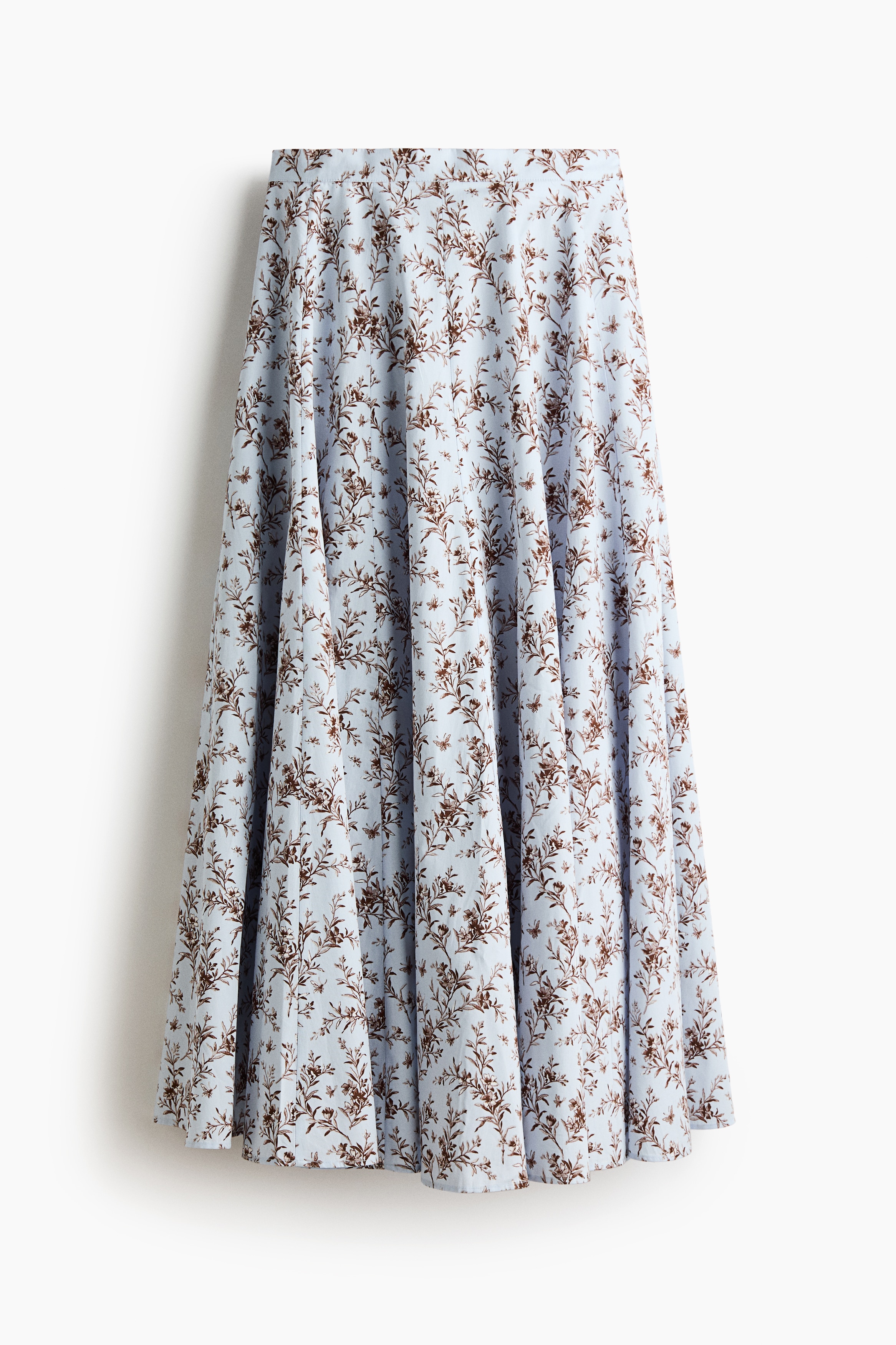 Falda en popelina de algodón - Azul tenue claro/Floreado