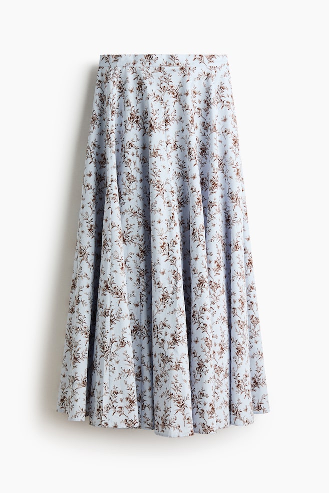 Falda en popelina de algodón - Azul tenue claro/Floreado - 1