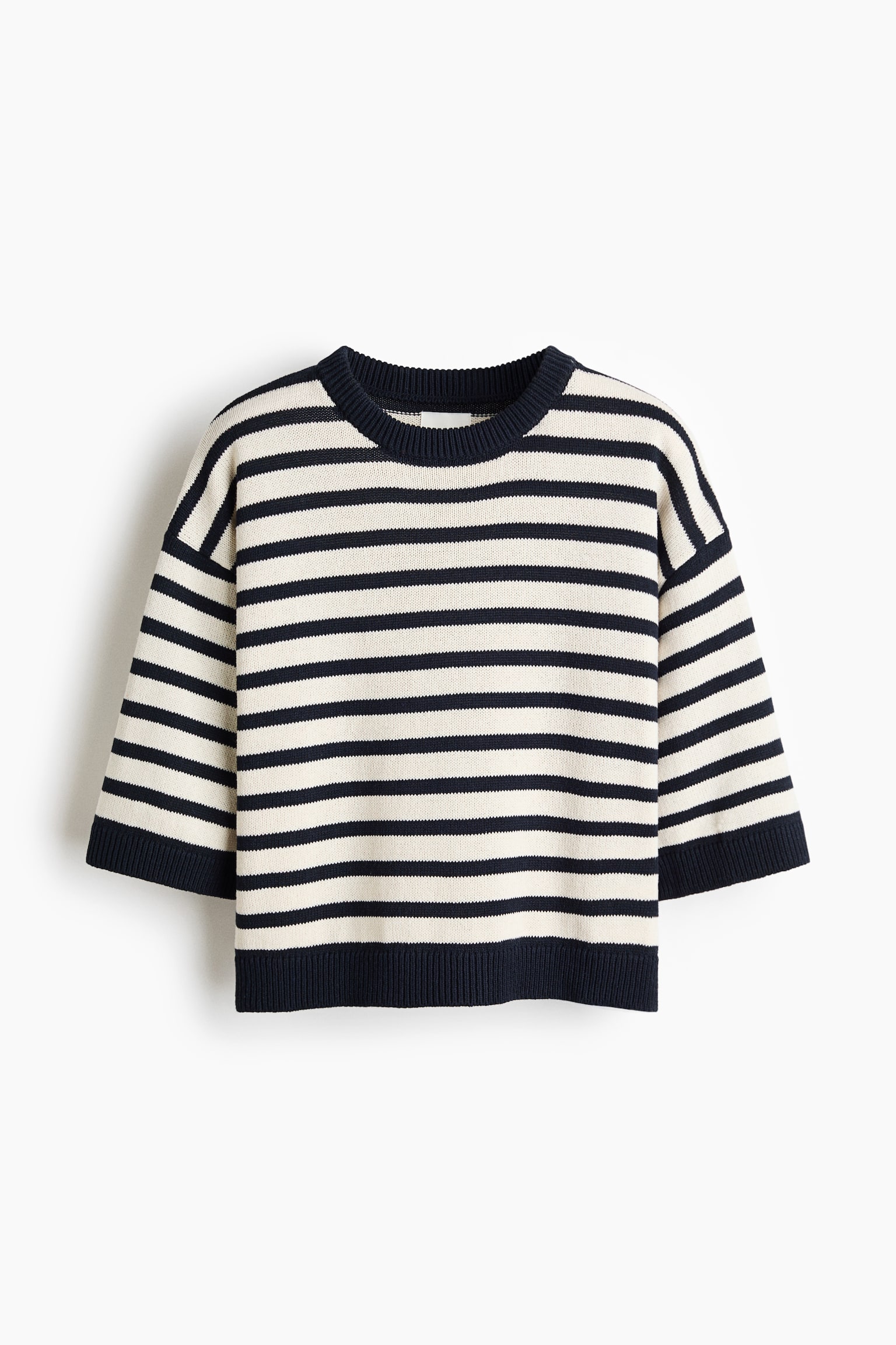Knitted T-shirt - Navy blue/Striped/Pink/Striped - 1