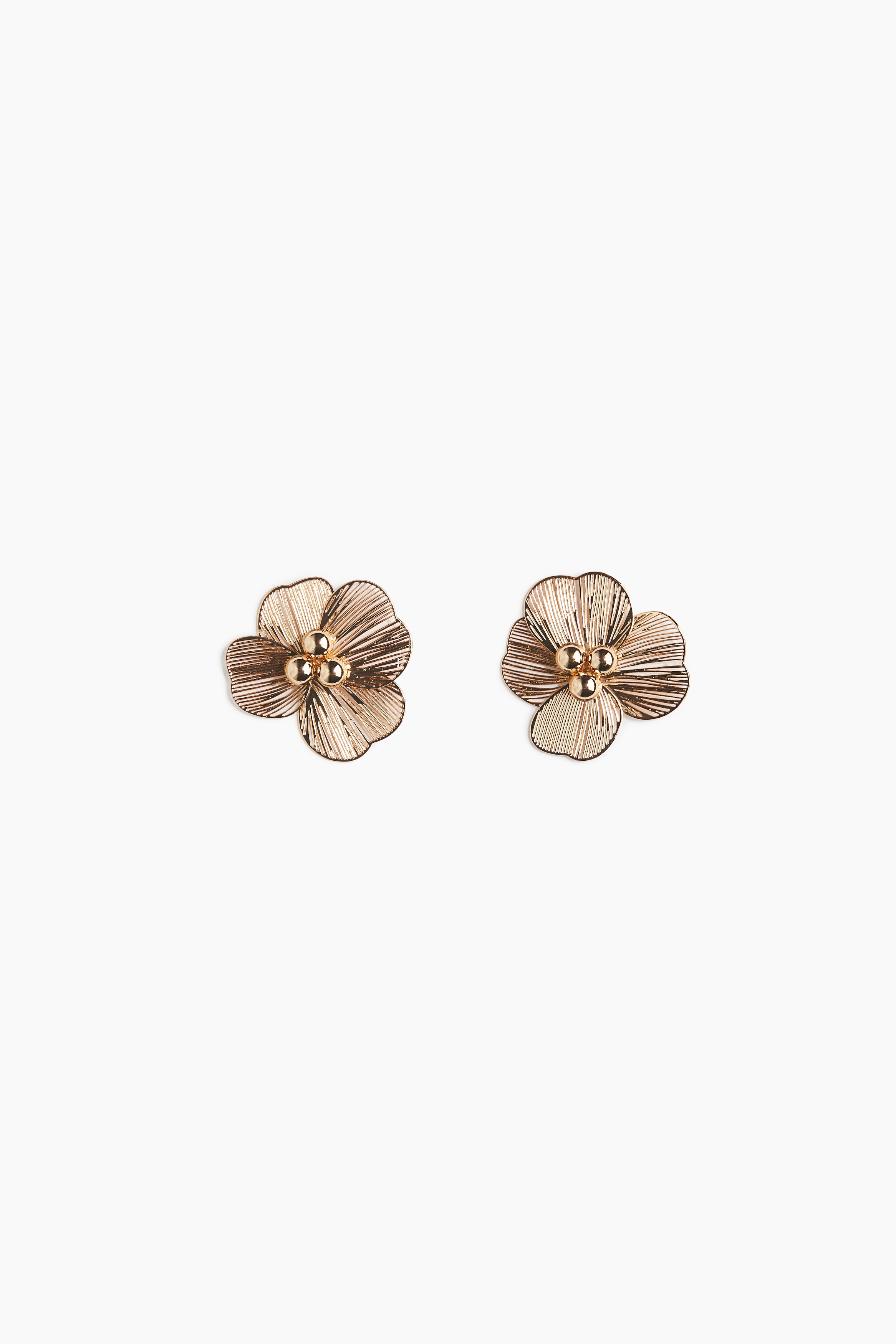Flower Shaped Earrings - Gold colour