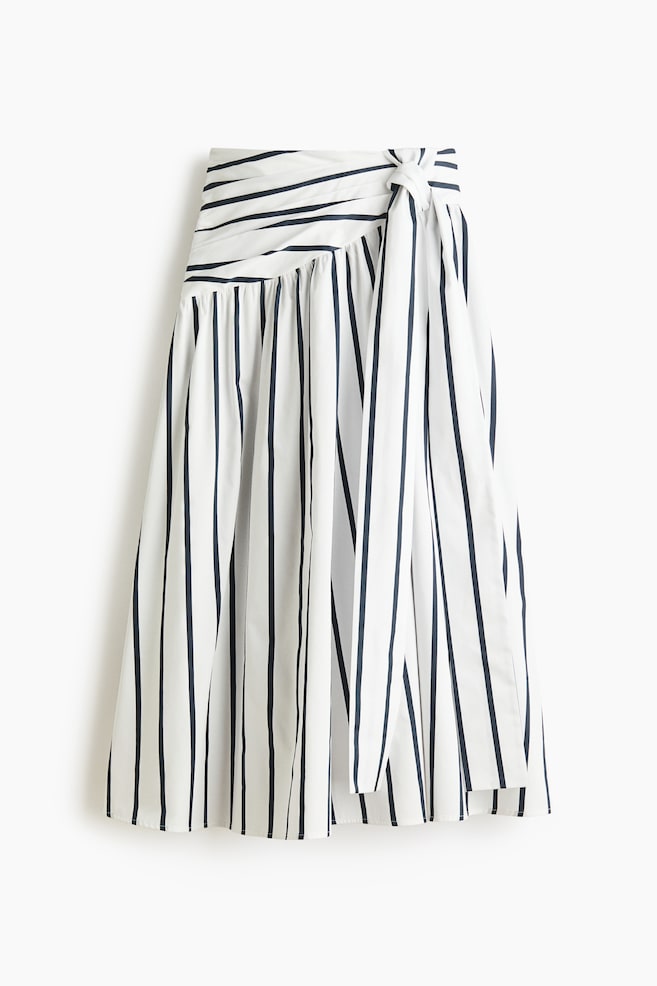 Falda de popelina con lazada - Blanco/Rayas azul marino/Blanco/Rayas - 1