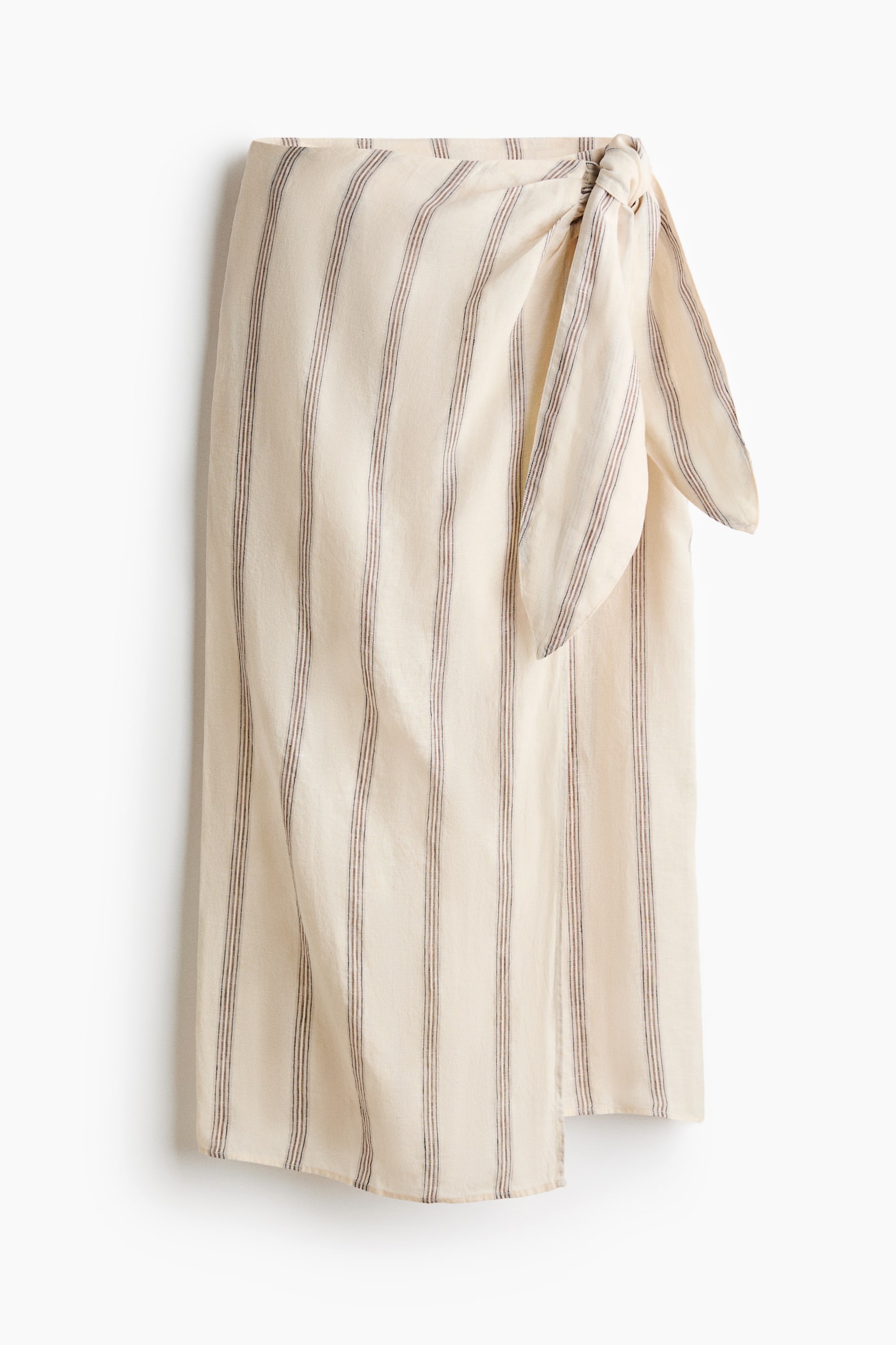 Jupe portefeuille en lin - Beige clair/rayé - 1