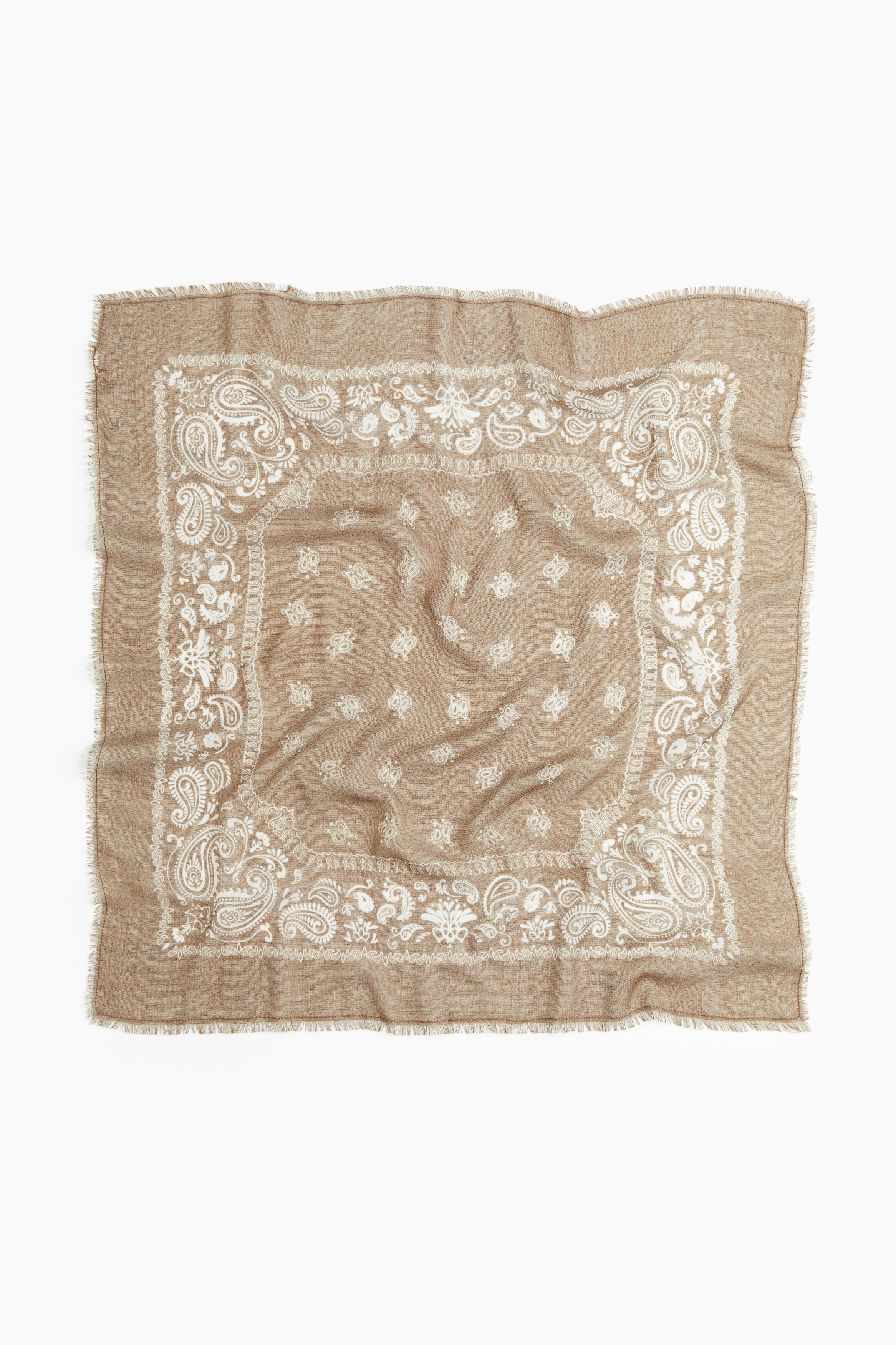 Patterned Scarf - Khaki green/paisley pattern/Dark brown/paisley pattern