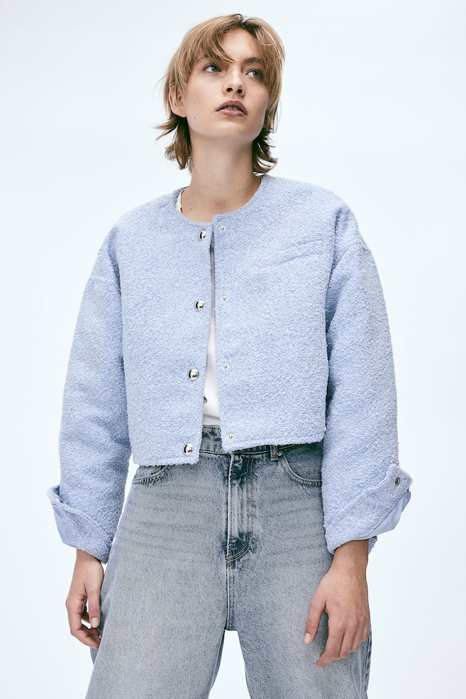 Oversized jakke med knapper - Lyseblå/Mørk denimblå/Sort - 5
