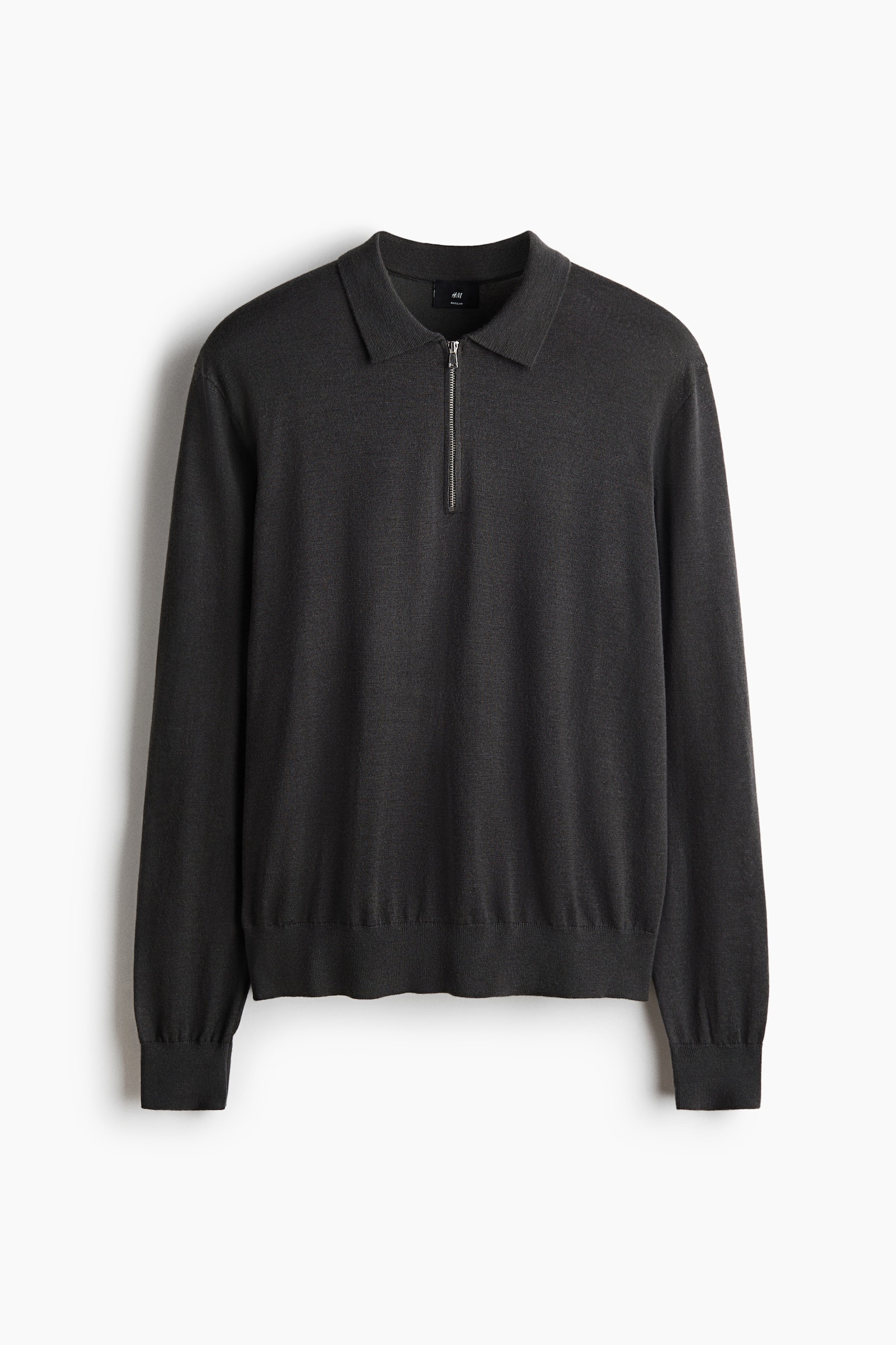 Regular-Fit Merino Wool Half-Zip Polo Shirt - Dark gray/Black/Dark taupe - 1