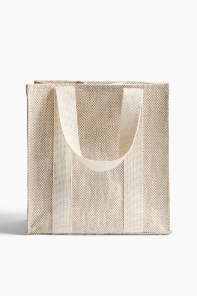 Jute-Blend Bottle Bag - Light beige - 1