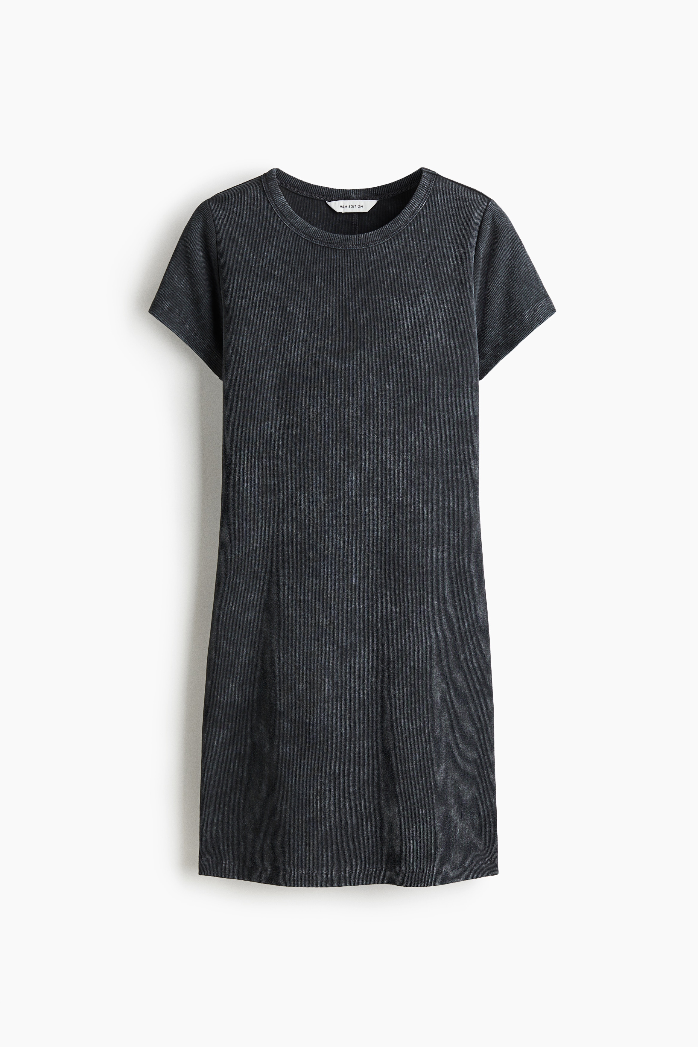 Ribbed cotton dress - Dark grey/Washed out
