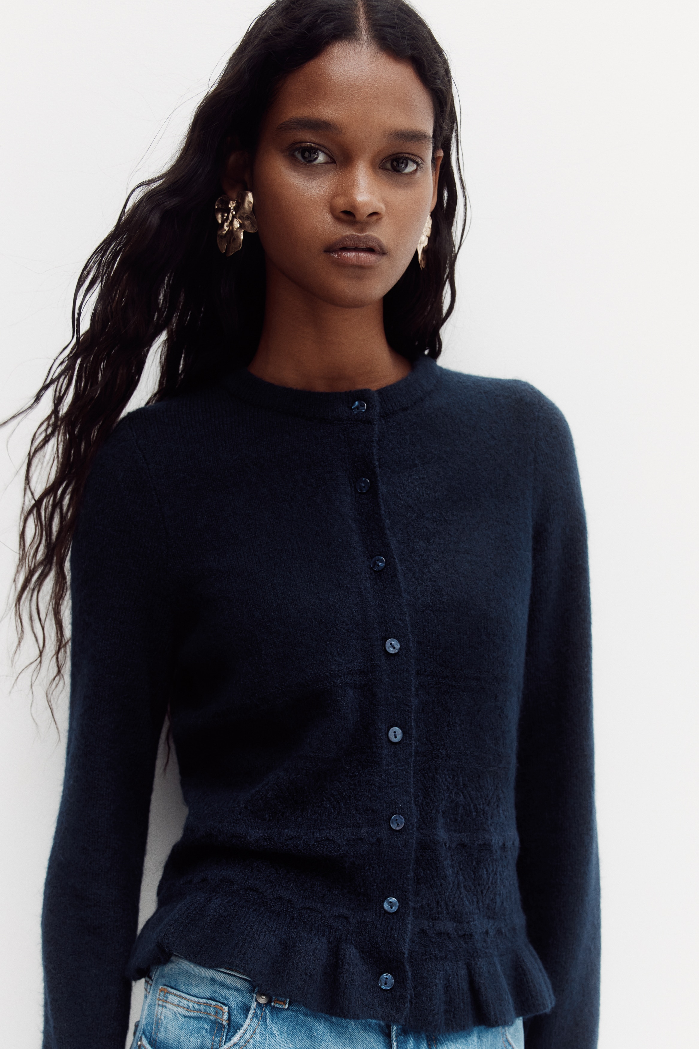 Pointelle-knit cardigan