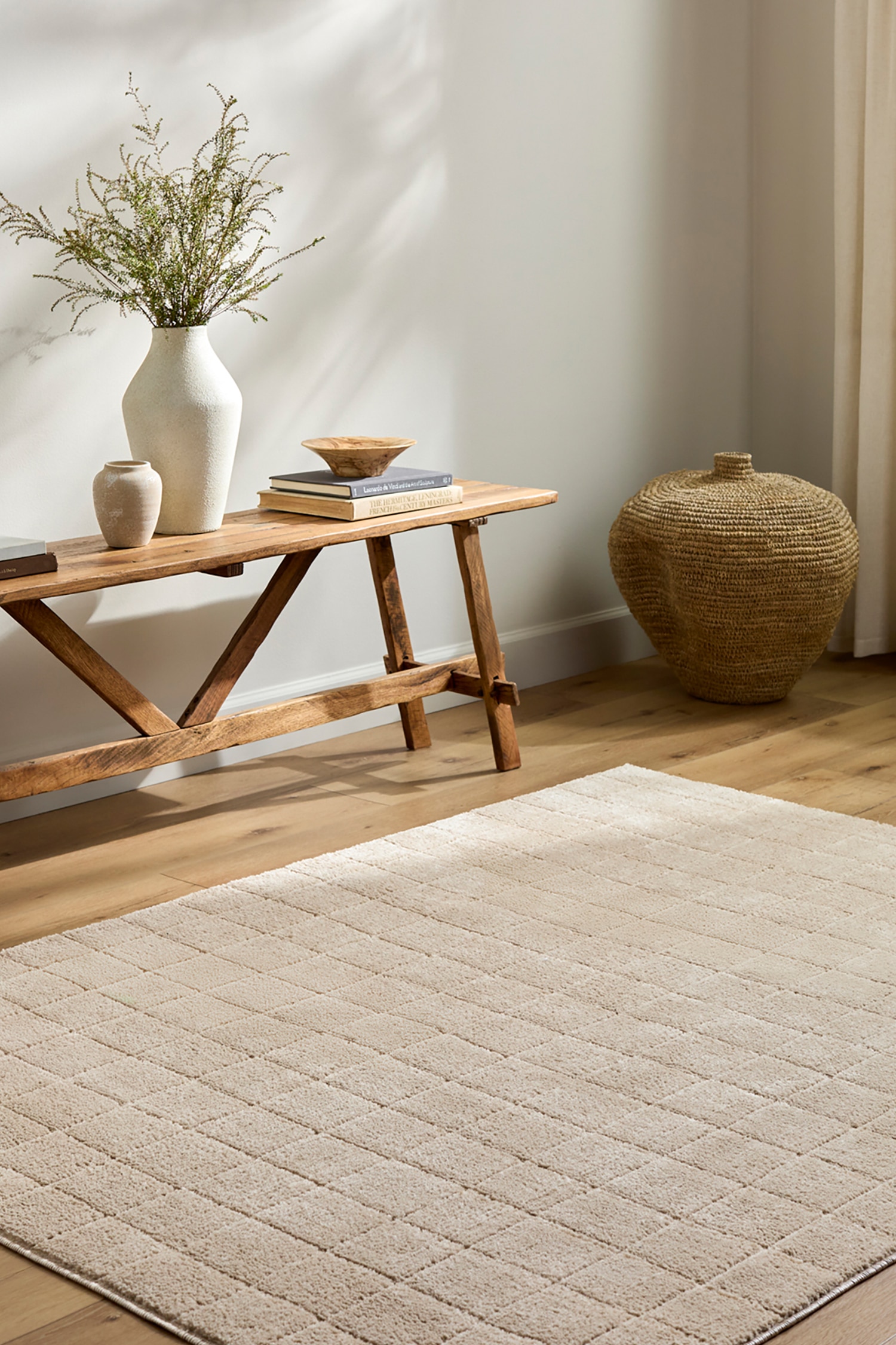 Cascade Modern High Pile Designer Rug - Beige/Ivory