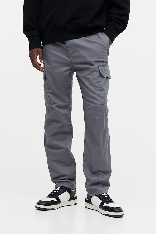 Pantalon cargo Regular Fit en tissu ripstop - Gris/Noir/Vert kaki foncé/Beige - 3