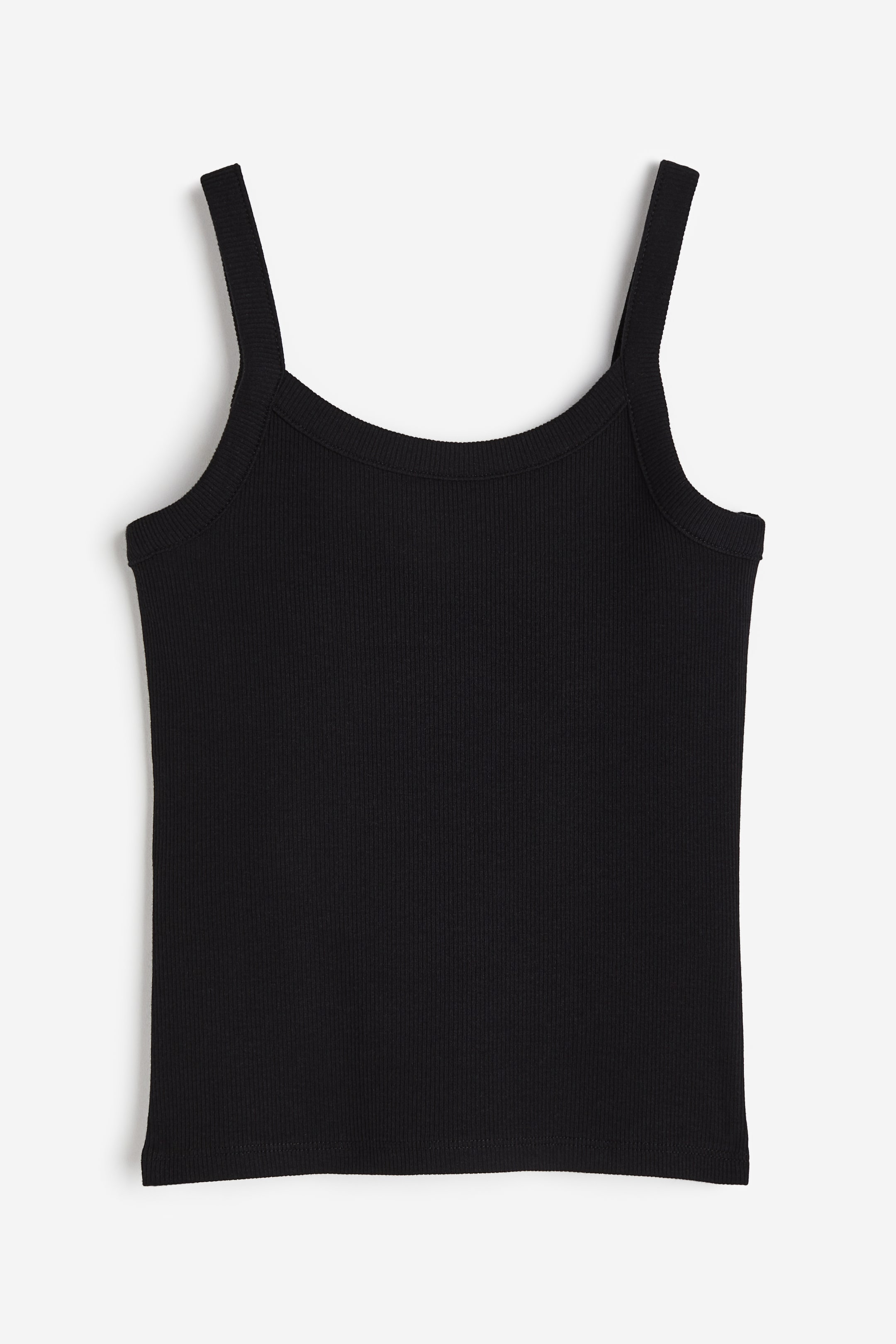 Ribbed strappy top - Round neck - Sleeveless - Black - Kids | H&M GB