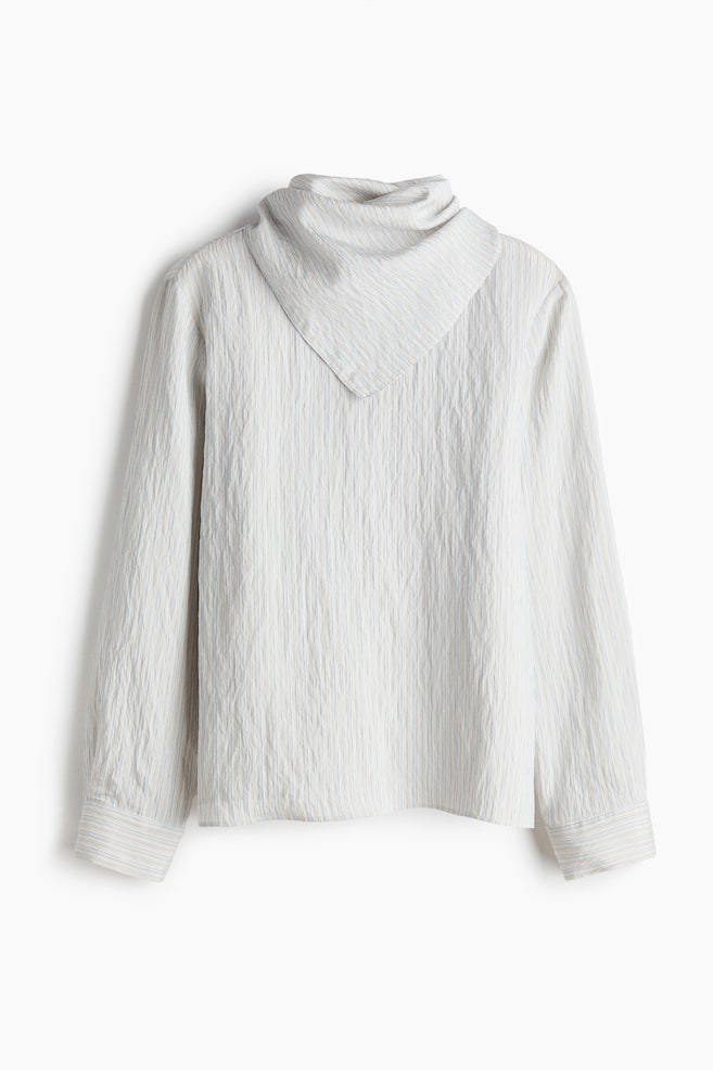 Blouse avec foulard - Bleu clair/rayé - 1