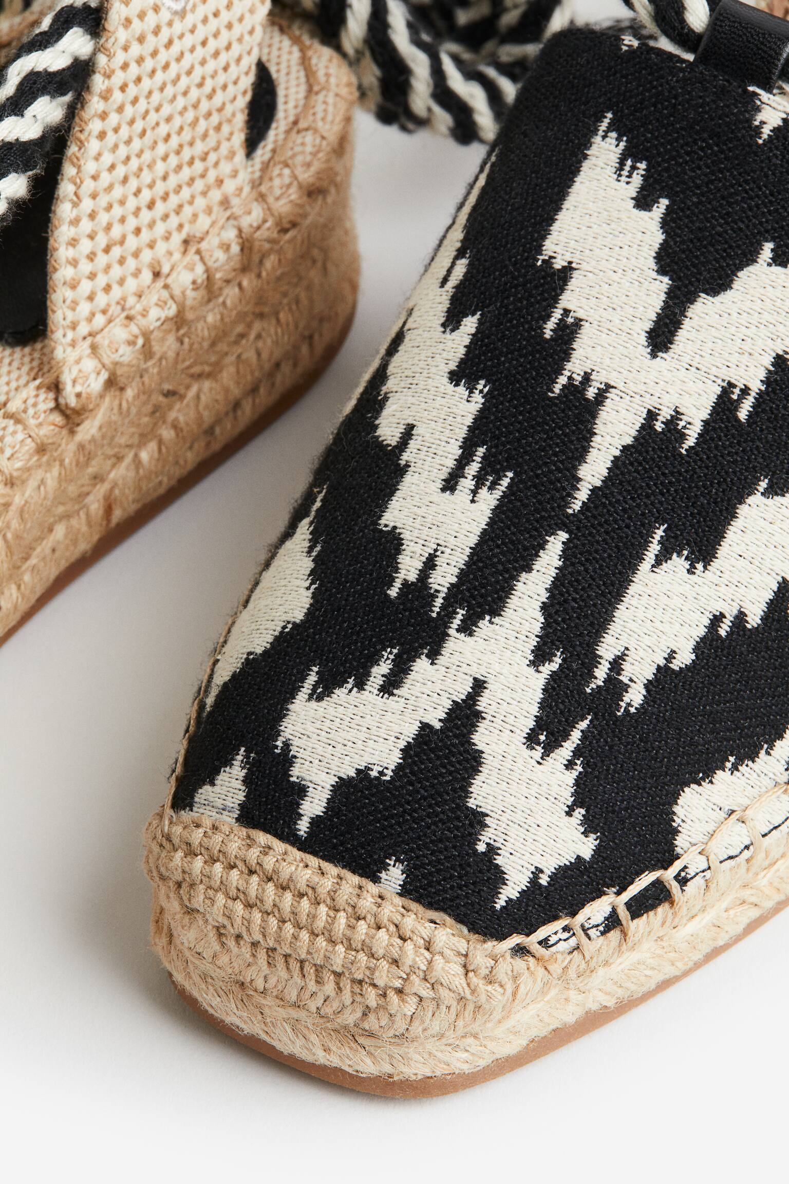 Tie Strap Espadrilles - Black/Pattern/Blue/Paris - 2