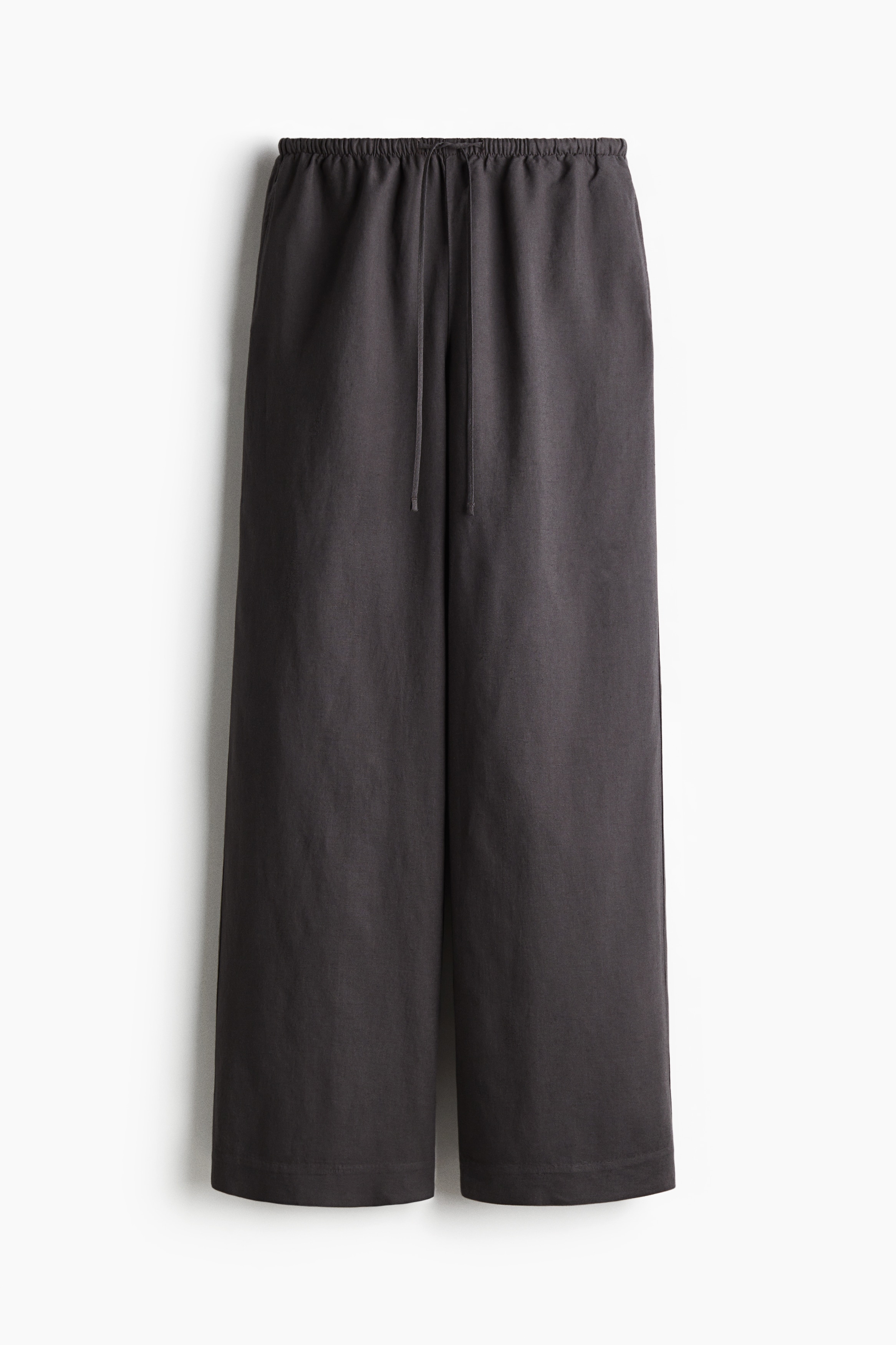 Pantaloni dritti in misto lino - Grigio scuro/Bianco/Blu polvere/Talpa scuro/righe/Beige chiaro/Beige/Nero/Grigio scuro