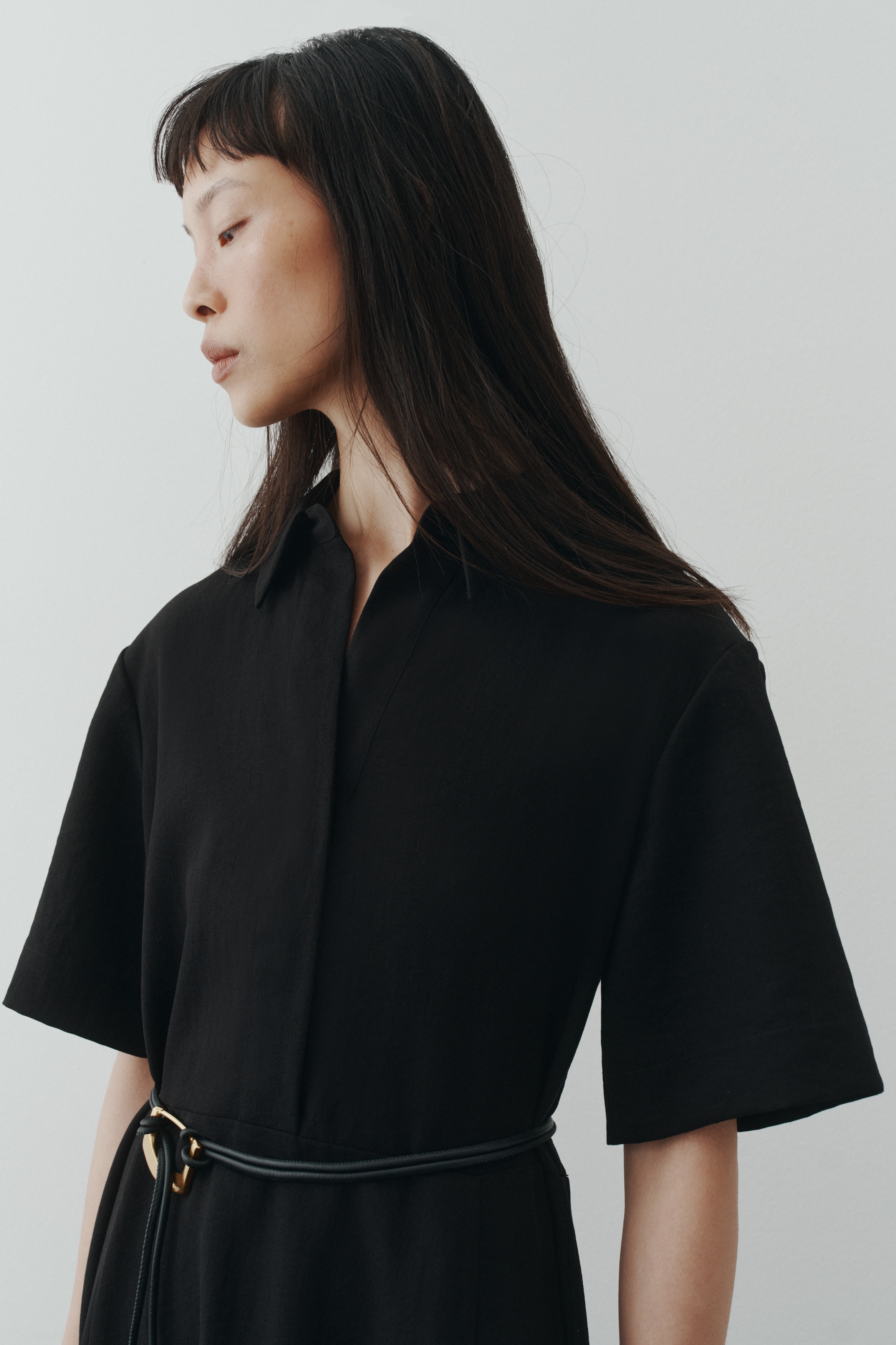 Ladies - Black Tie-Belt Shirt Dress - Size: S - H&M Ladies - Black Tie-Belt Shirt Dress - Size: S - H&M
