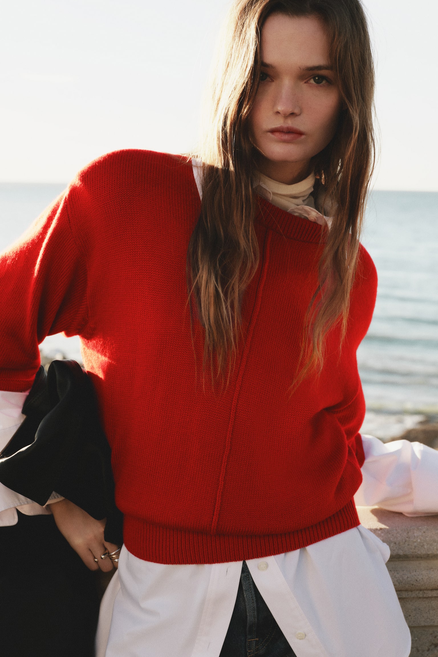 Knitted top - Red/Cream/Black - 3