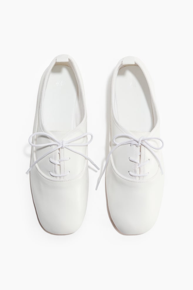 Lace-up ballet flats - White/Black - 1