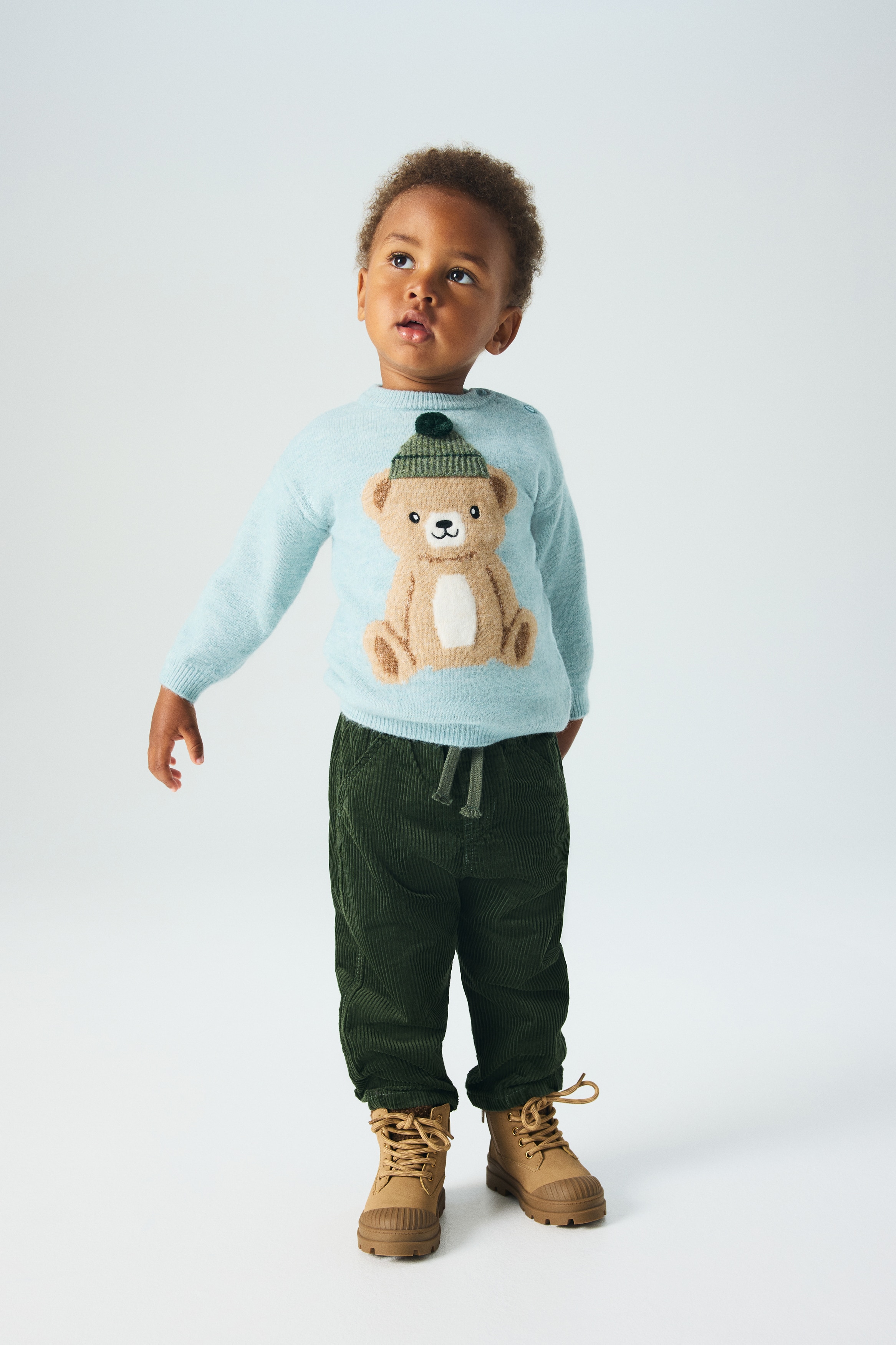 Bambino - Verde scuro Pantaloni in velluto di cotone a coste - Size: 86 (12-18M)  - H&M