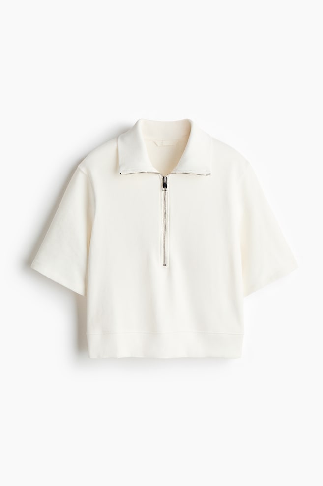 Sudadera con zíper superior - Blanco - 1