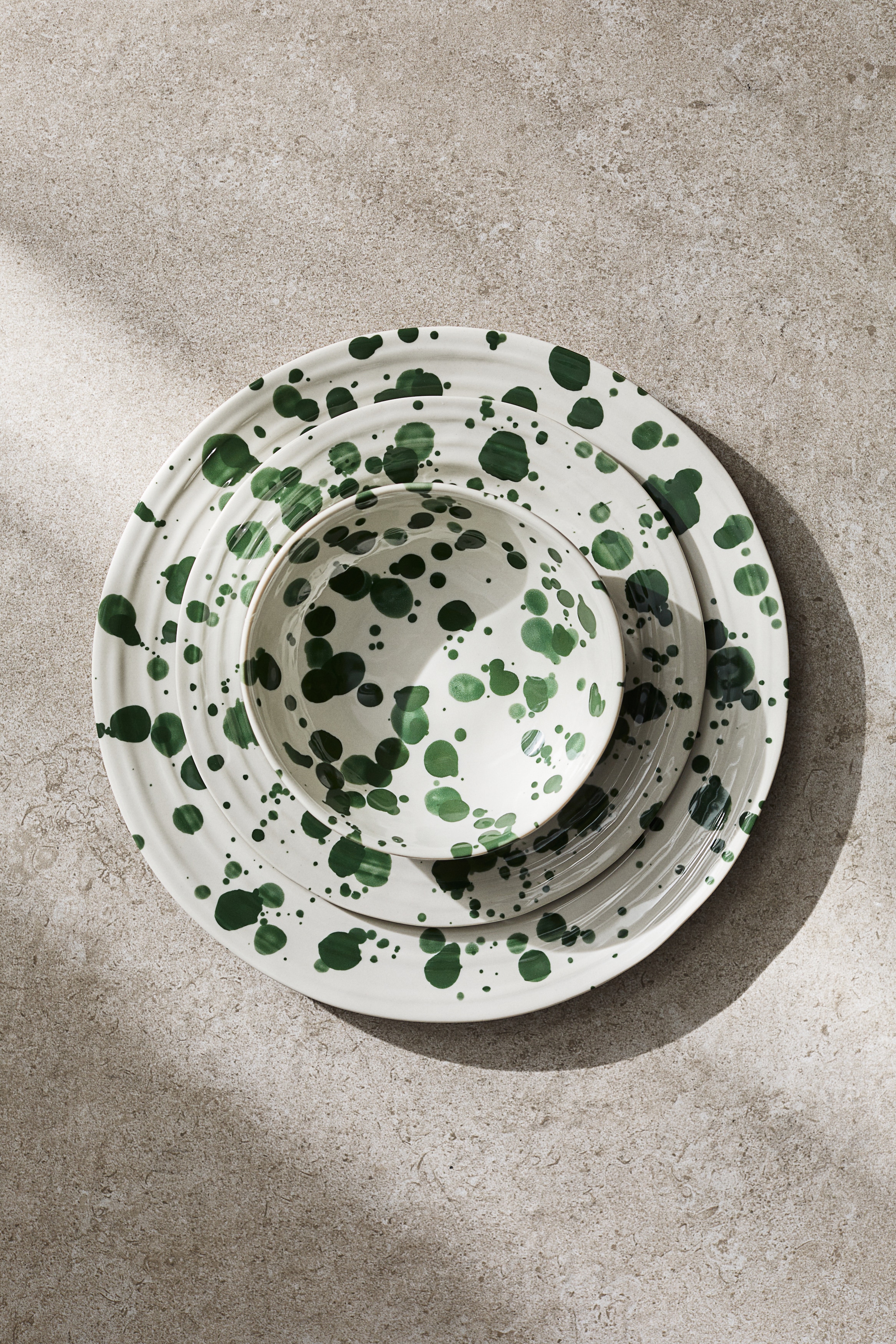 Keramieken schaaltje - Groen/stippen