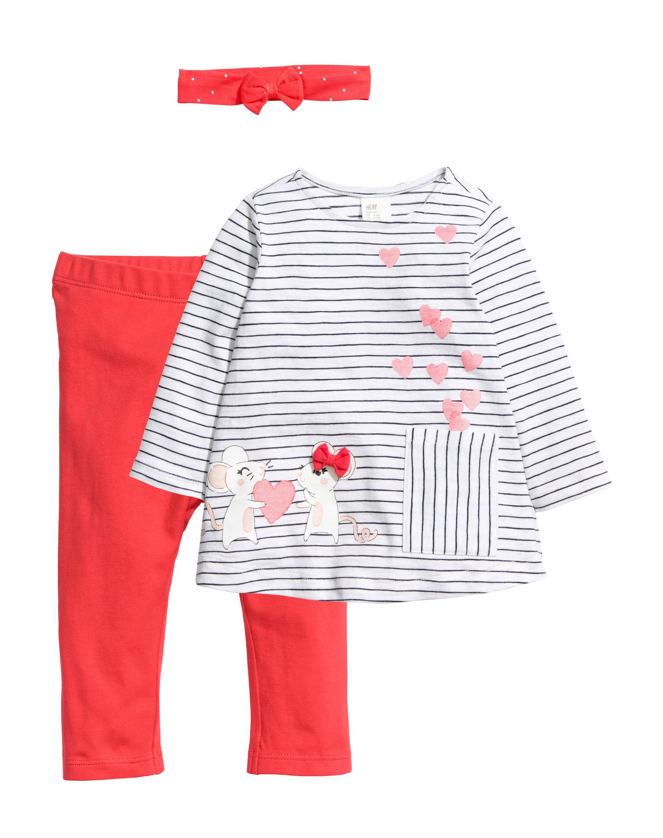 View larger image: 3-piece set - White striped/Mice - Kids | H&M GB 1