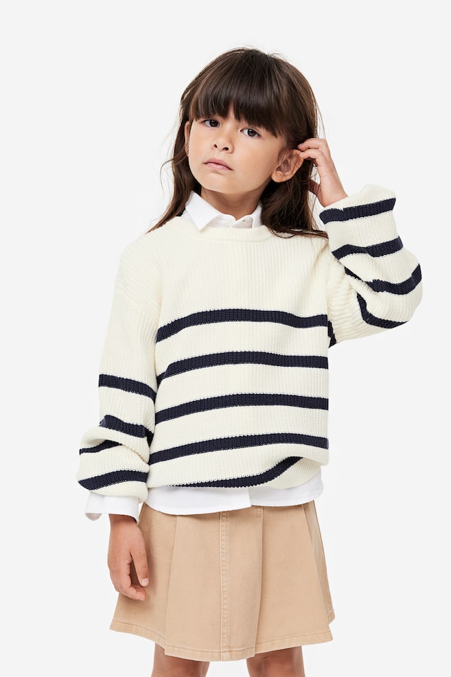 Textured-knit jumper - White/Black striped/Natural white/Spotted/Natural white/Spotted/Black/Striped/dc - 1