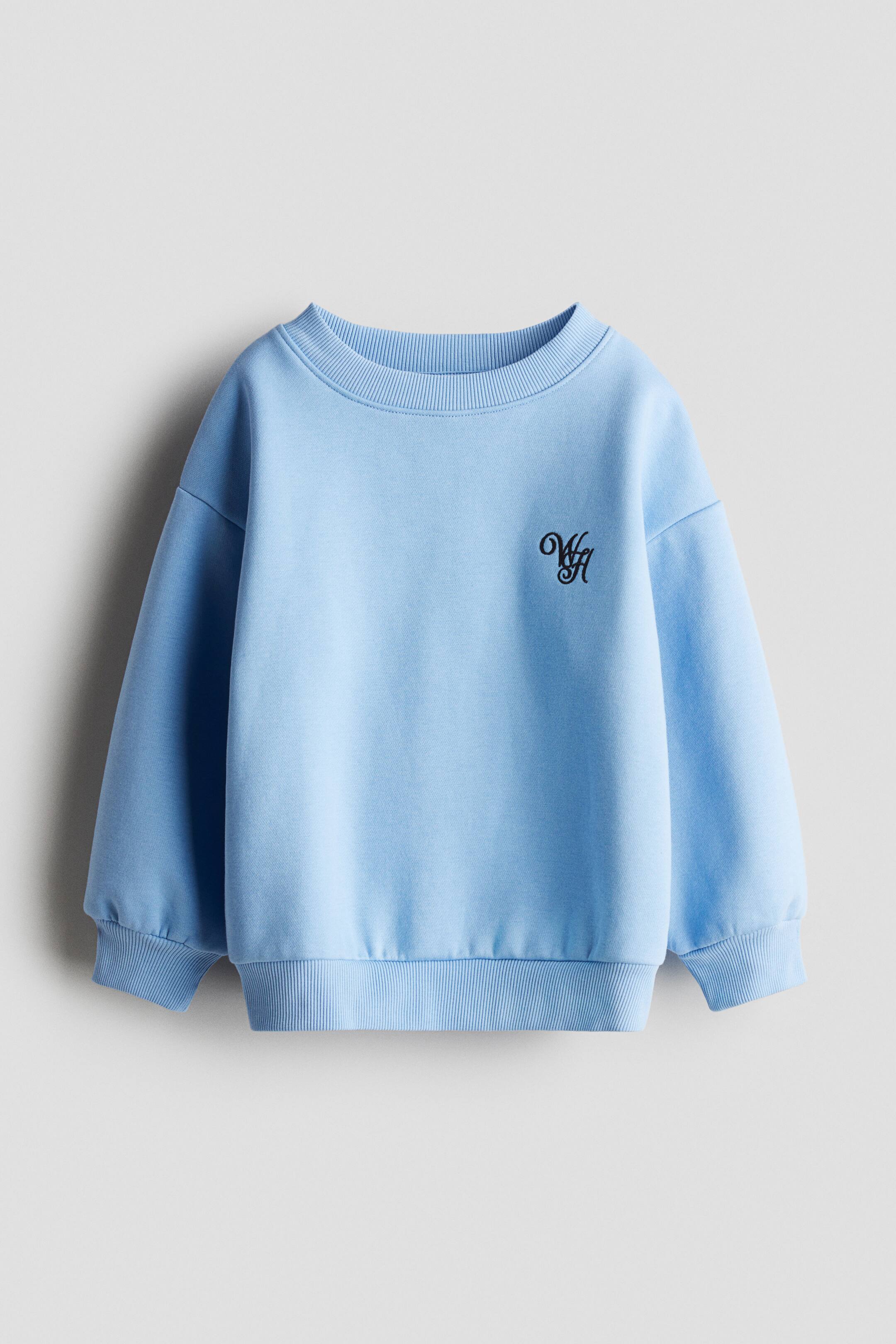 View larger image: Embroidered Detail Sweater - Blue/WH - Kids | H&M AU 1