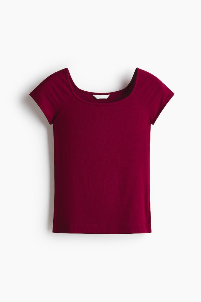 Ribbed Top - Dark red/Cream/Red/Dark brown - 1