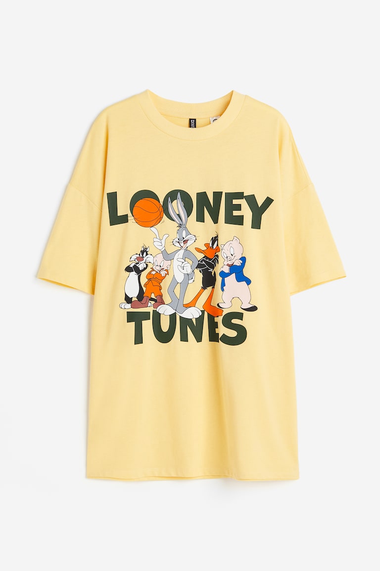 Oversized printed T-shirt Yellow/Looney Tunes Ladies H&M